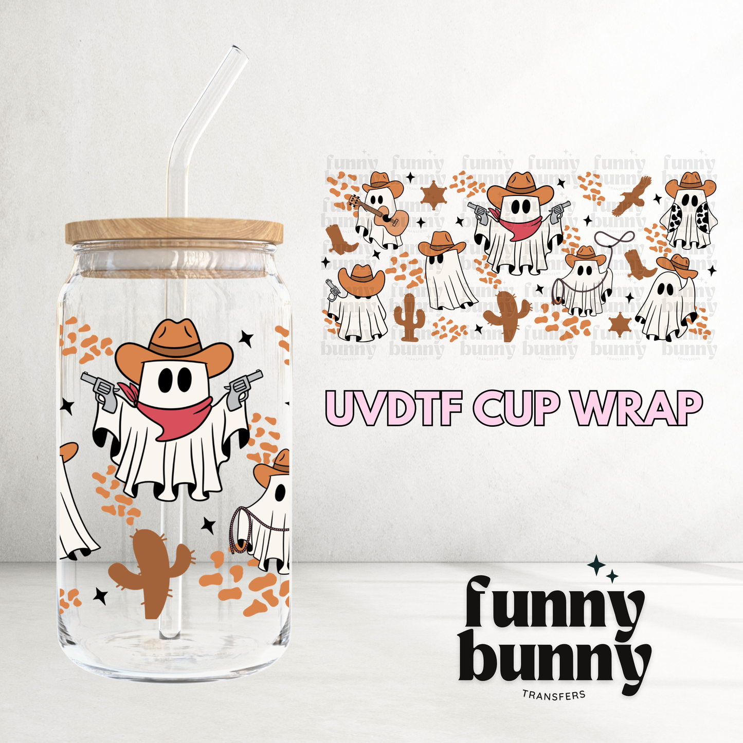 Cowboy Ghostie - 16oz UVDTF Cup Wrap