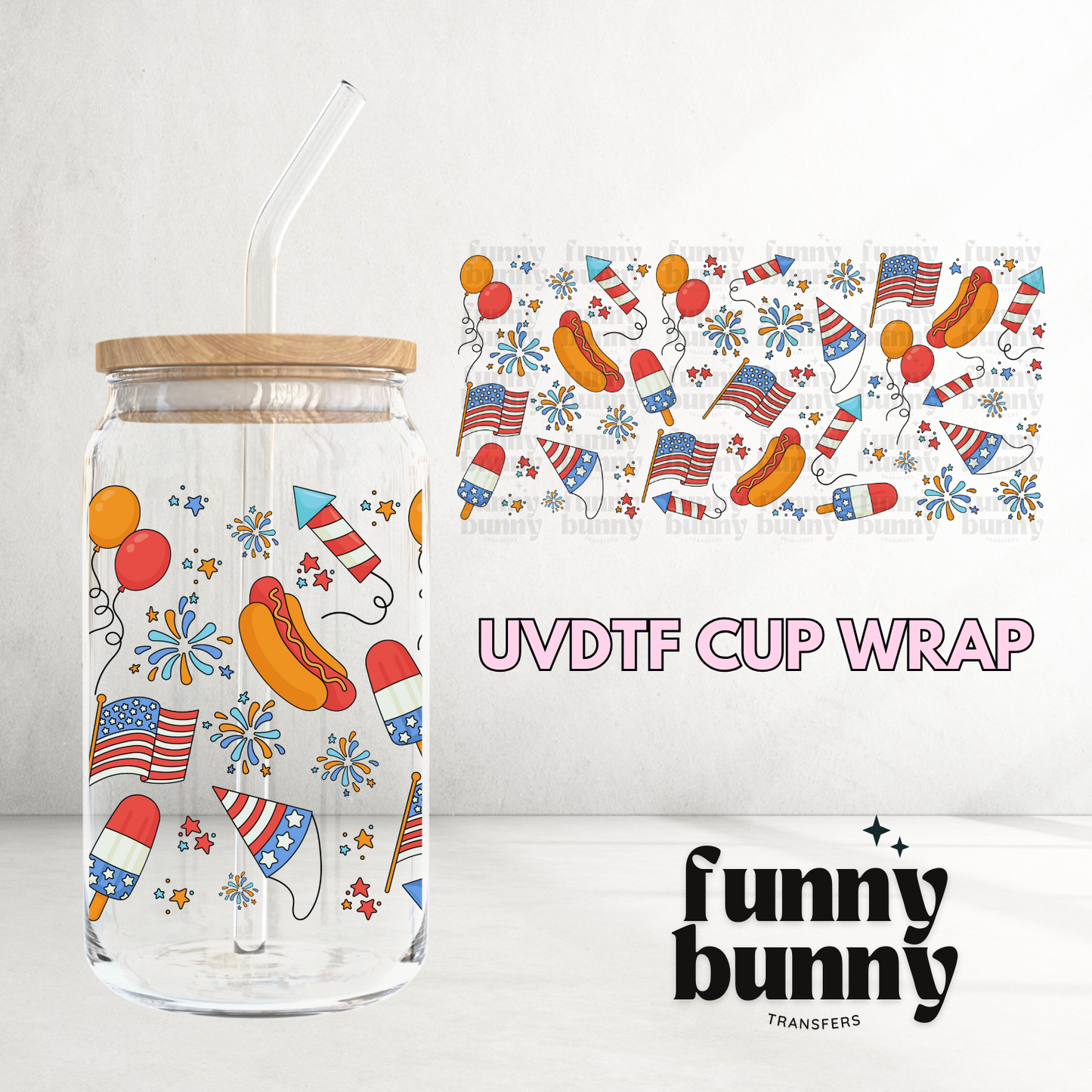 4th Of July Essentials - 16oz UVDTF Cup Wrap
