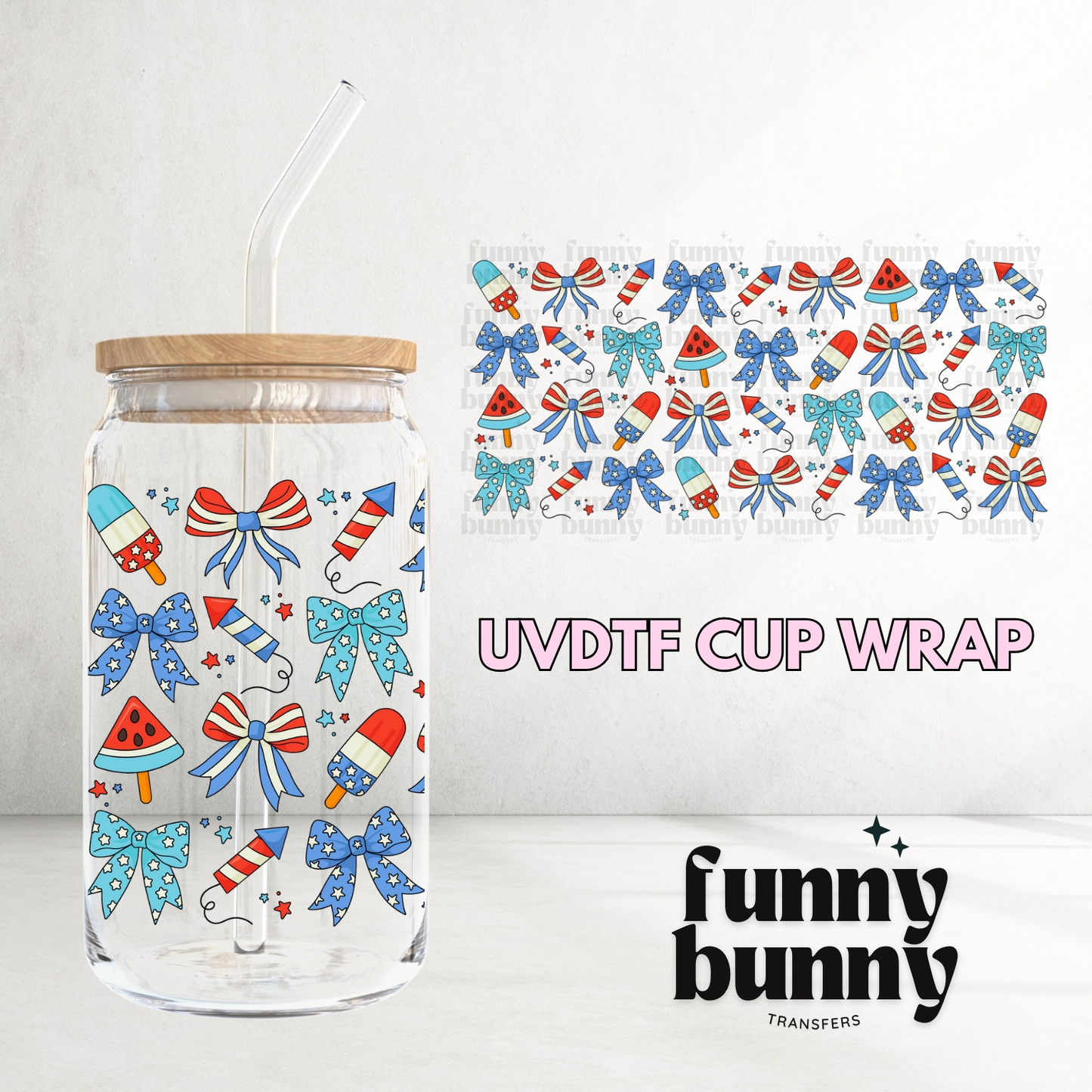 4th Of July Fireworks - 16oz UVDTF Cup Wrap