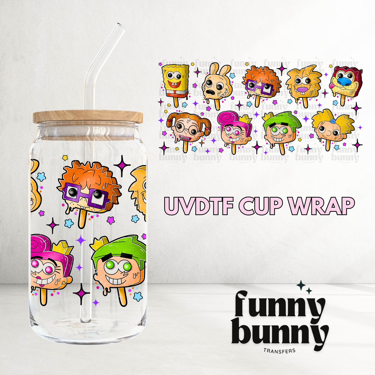90's TV Popsicles - 16oz UVDTF Cup Wrap