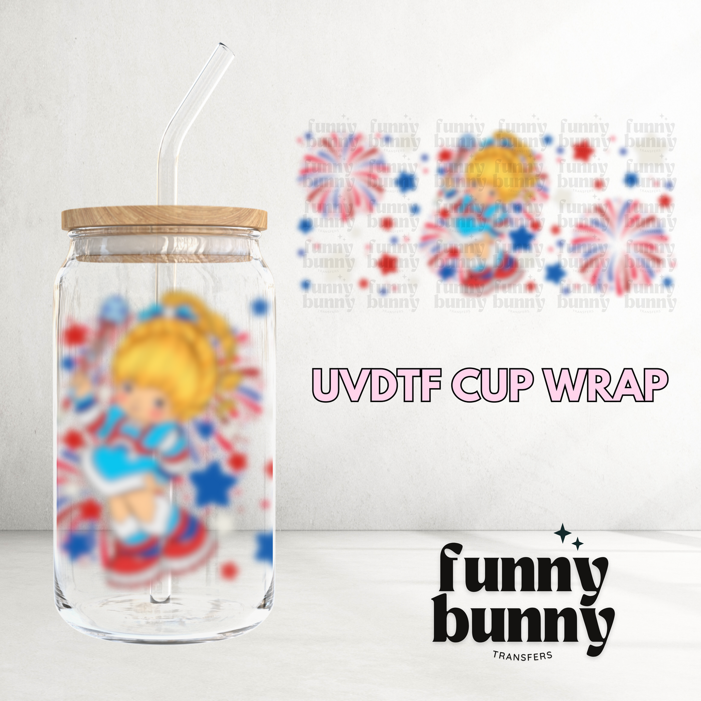 American Star Girl - 16oz UVDTF Cup Wrap