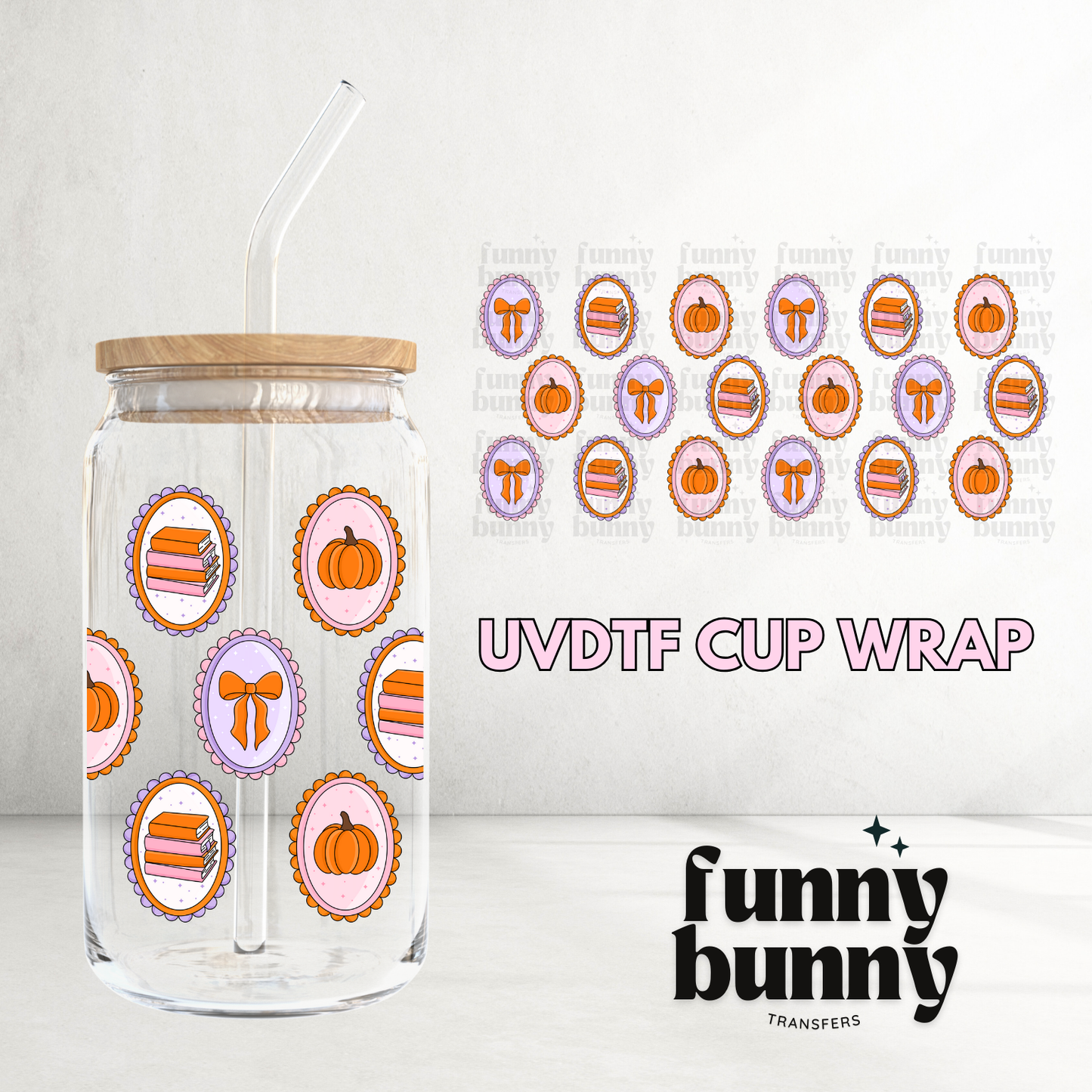 Autumn Bookish Frames - 16oz UVDTF Cup Wrap