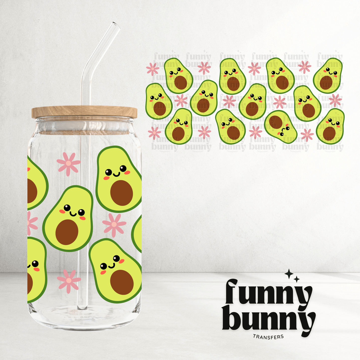 Avocado Smiley - 16oz UVDTF Cup Wrap