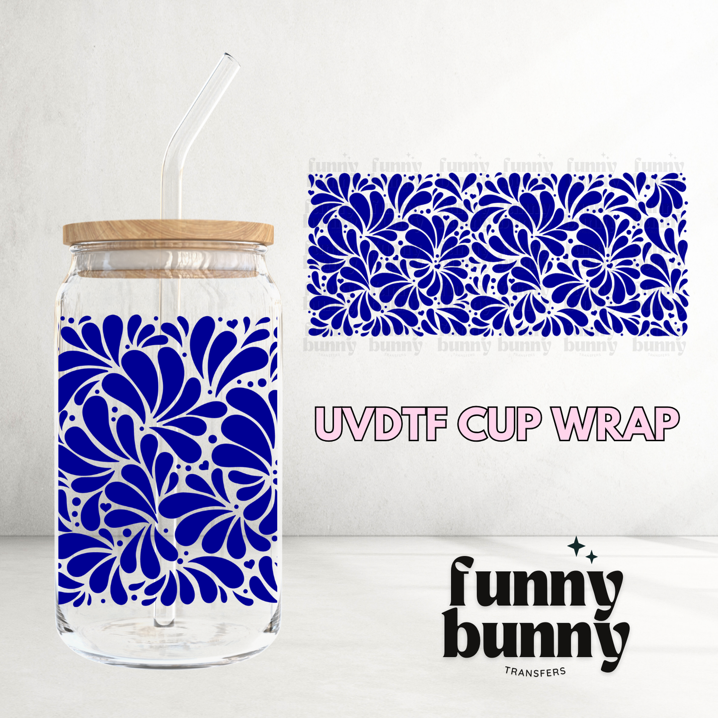 Azul Talavera - 16oz UVDTF Cup Wrap