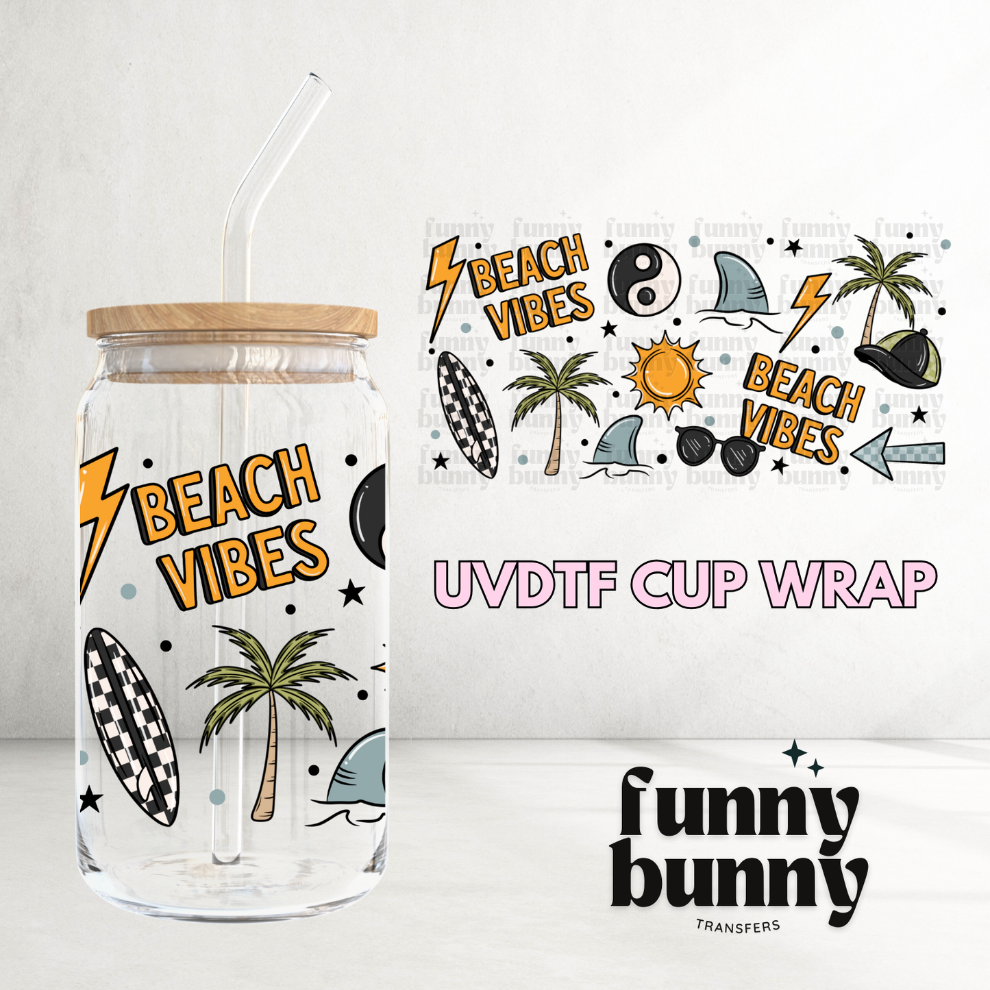 Beach Vibes Boy - 16oz UVDTF Cup Wrap