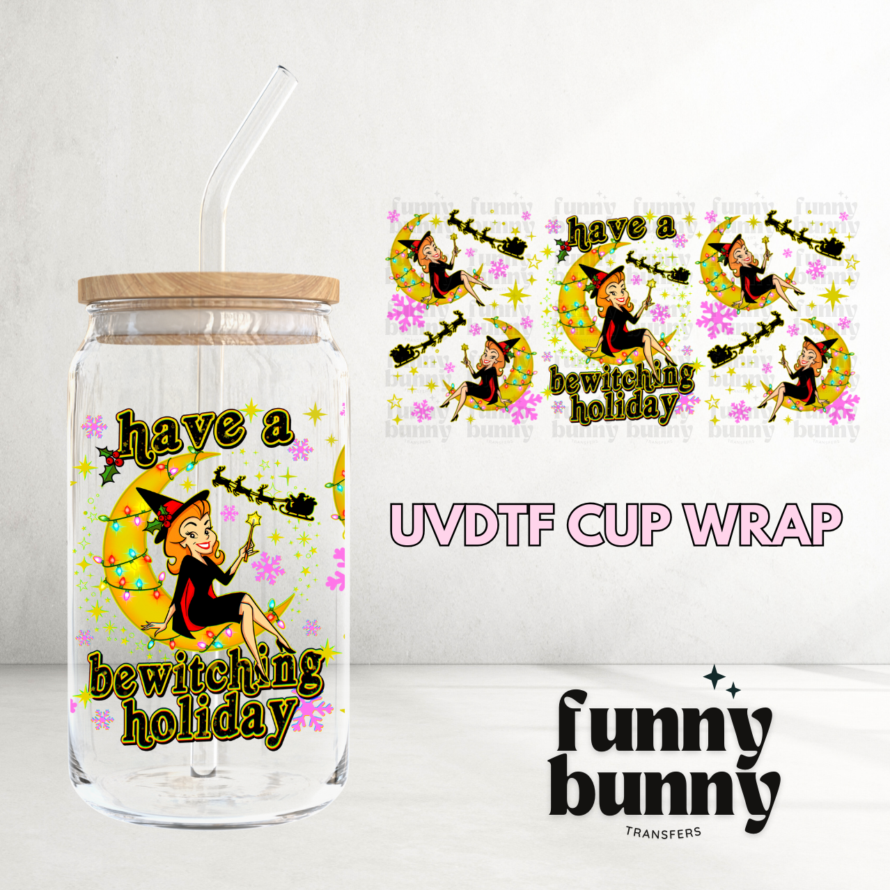 Bewitching Holiday Cutie - 16oz UVDTF Cup Wrap