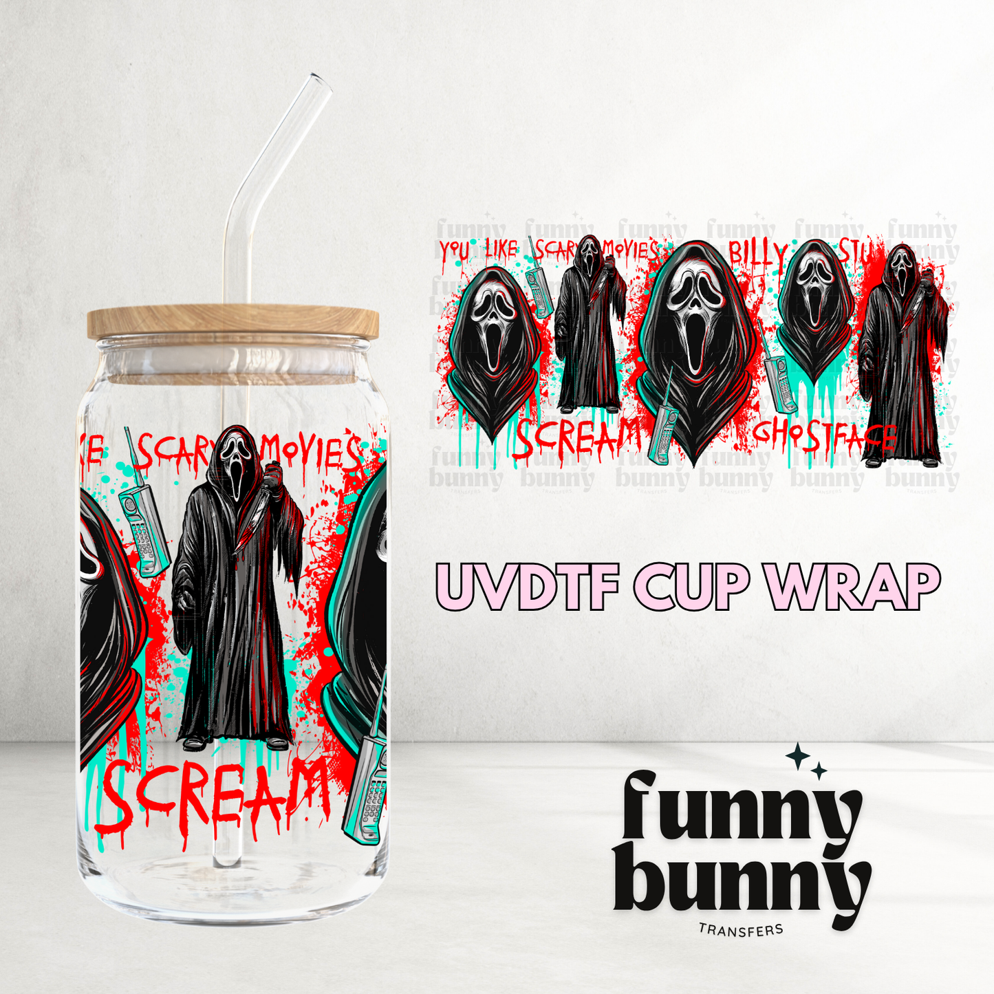 Bloody Ghostface - 16oz UVDTF Cup Wrap