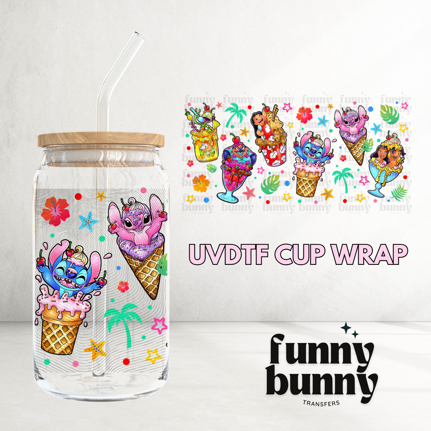 Blue Alien Ice Cream - 16oz UVDTF Cup Wrap