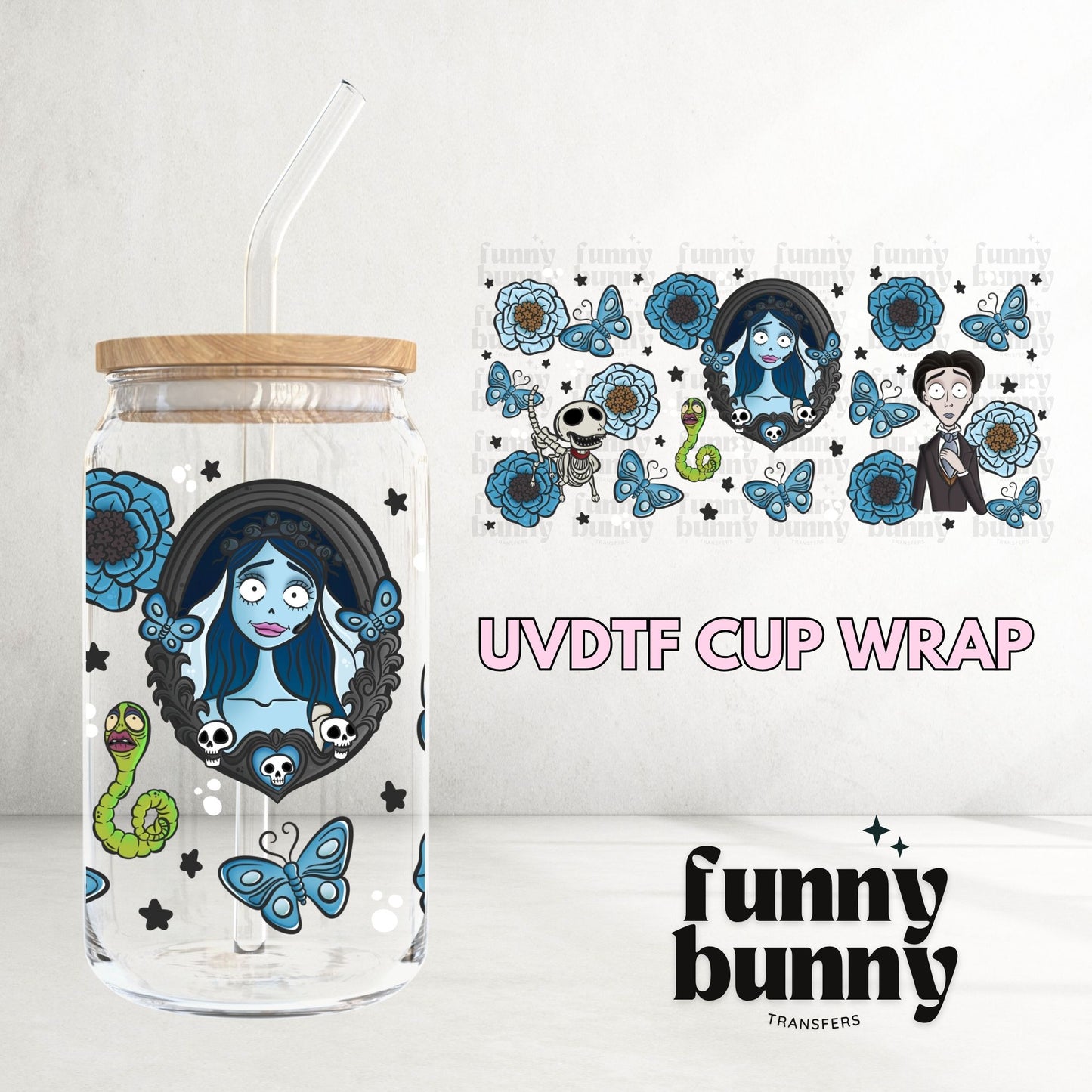 Blue Bride Frame - 16oz UVDTF Cup Wrap