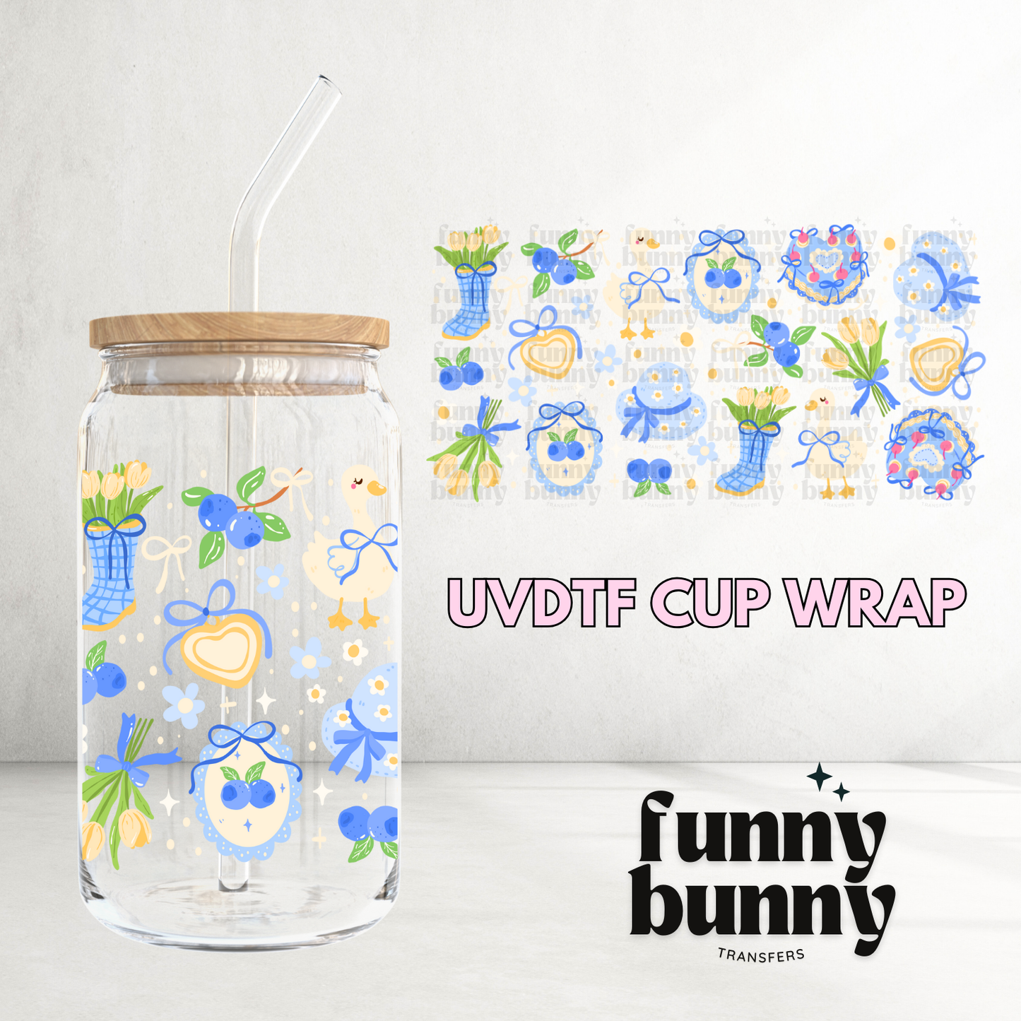 Blueberry Girlie - 16oz UVDTF Cup Wrap
