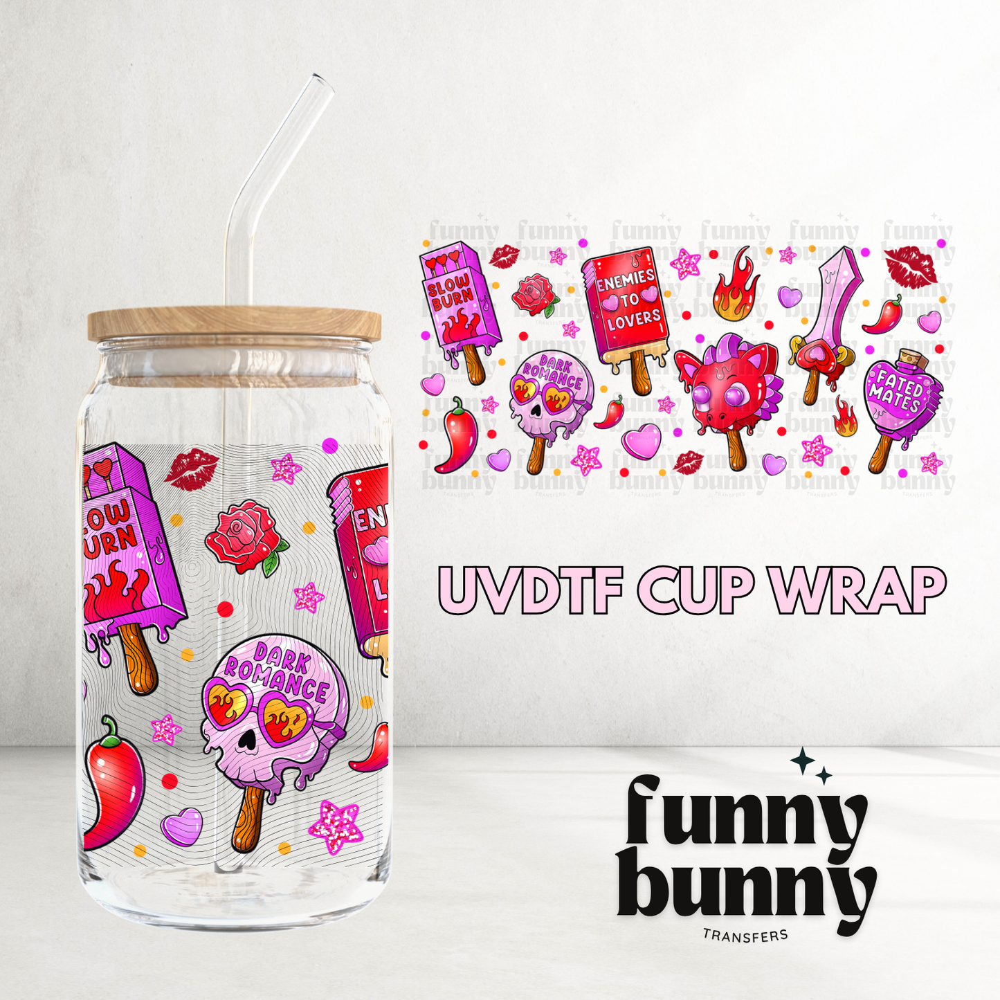 Book Lover Popsicles - 16oz UVDTF Cup Wrap