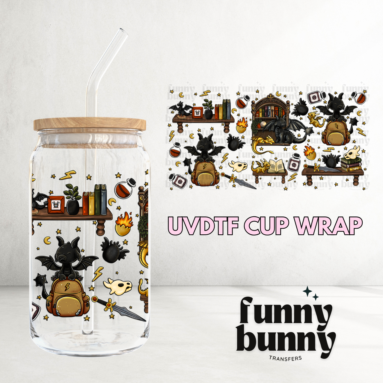 Bookish Dragon - 16oz UVDTF Cup Wrap