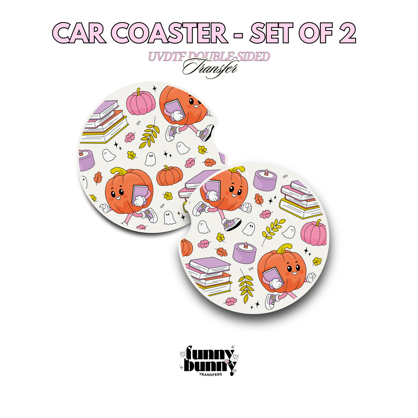 Bookish Pumpkin Cutie - UVDTF Coaster