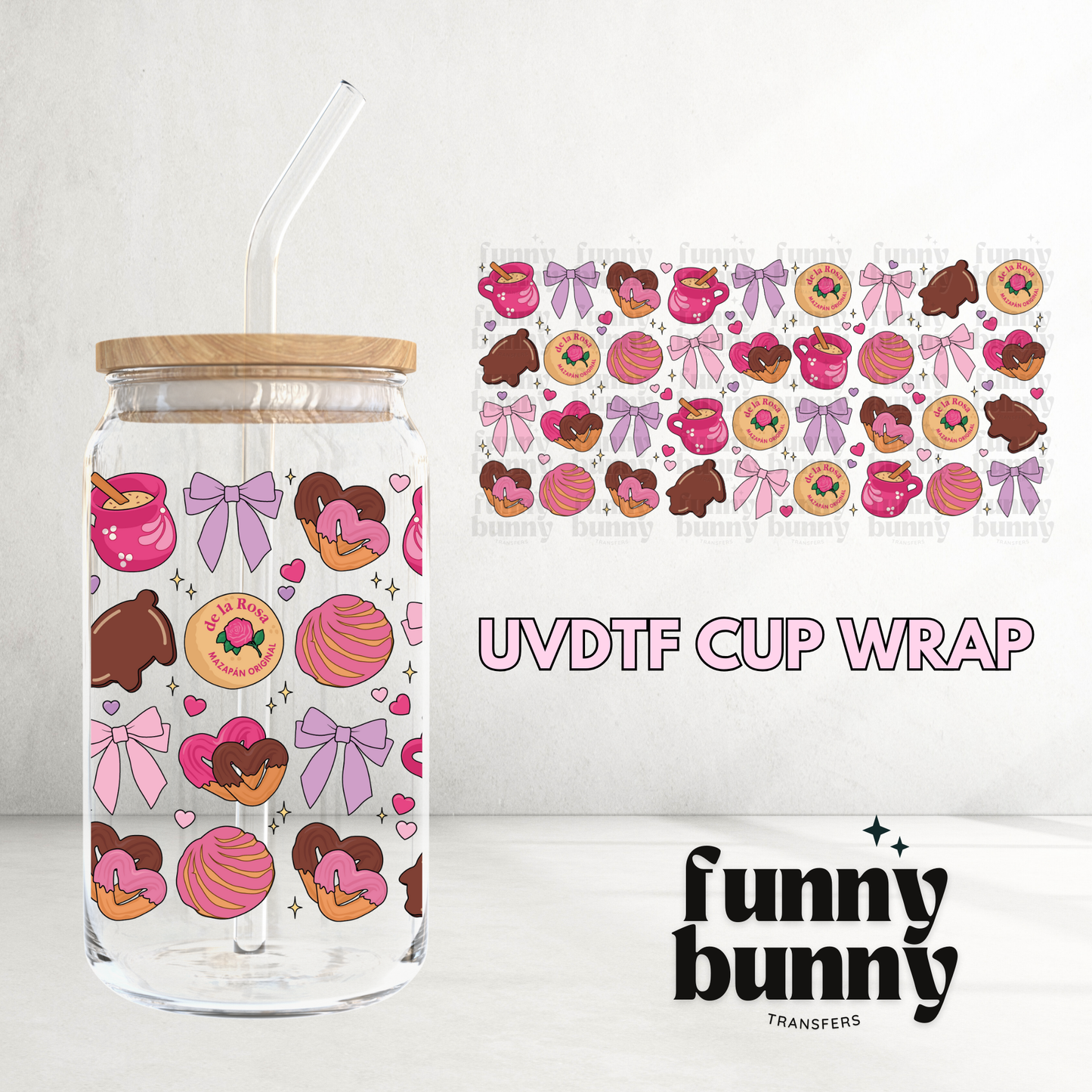Bows Y Pan Dulce - 16oz UVDTF Cup Wrap