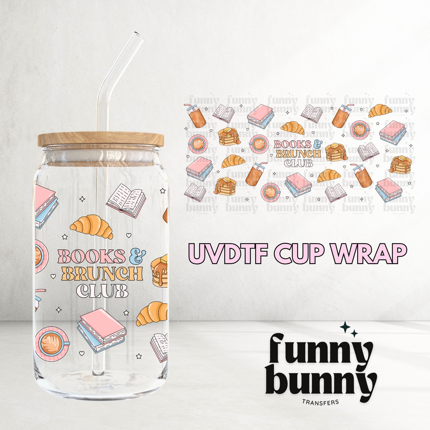 Brunch Book Club - 16oz UVDTF Cup Wrap