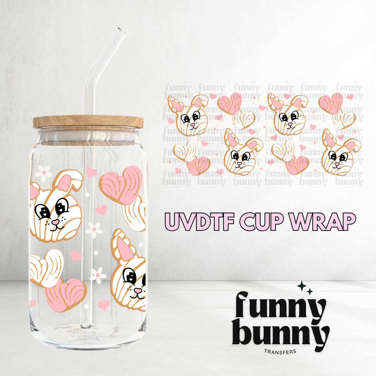Bunny Conchas - 16oz UVDTF Cup Wrap