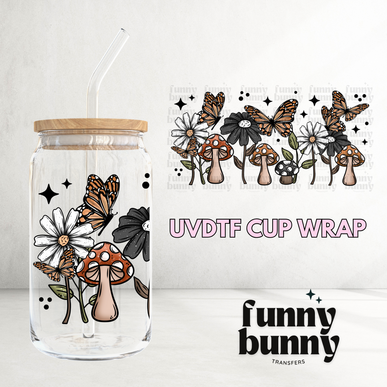 Butterfly Mushies - 16oz UVDTF Cup Wrap