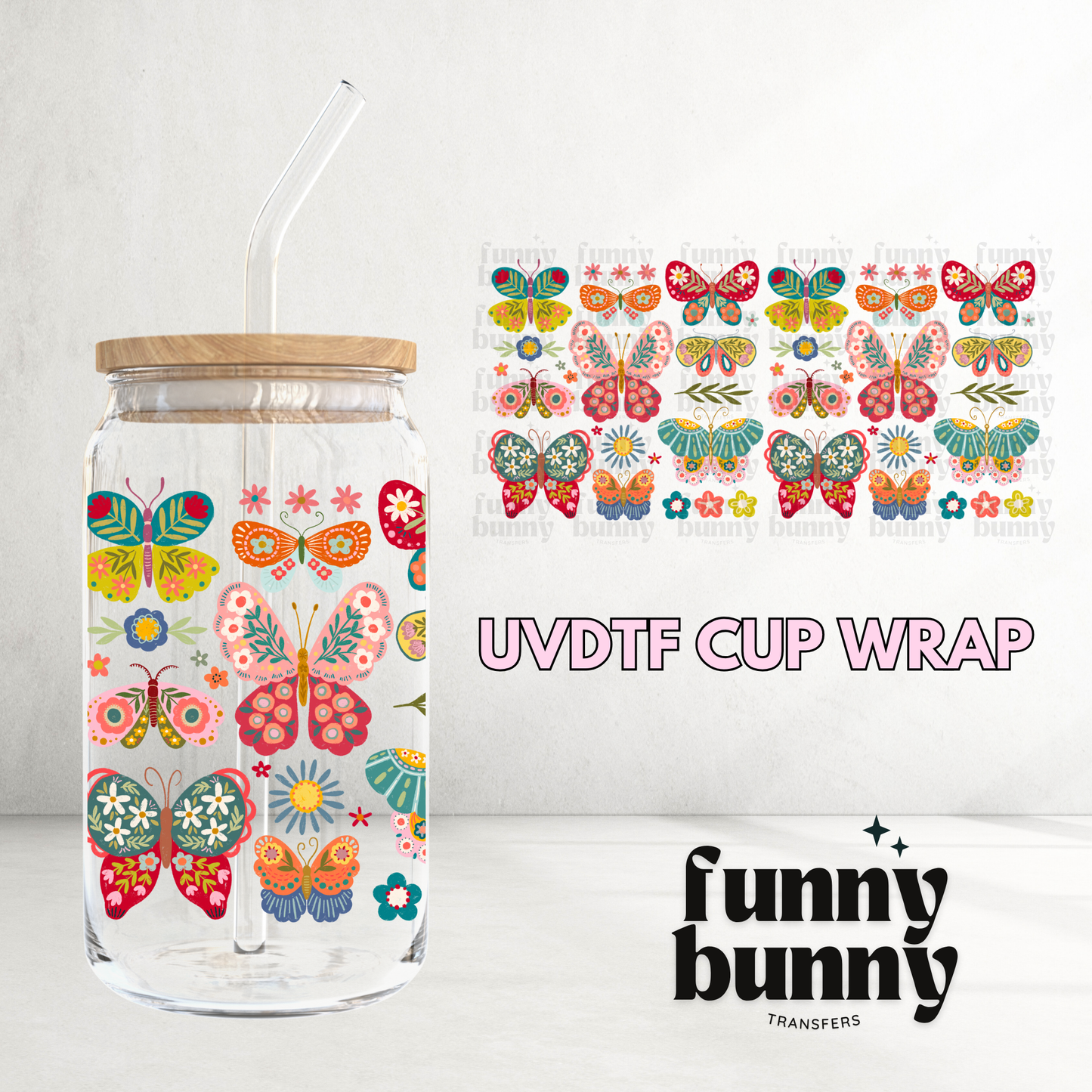 Butterfly Pattern - 16oz UVDTF Cup Wrap