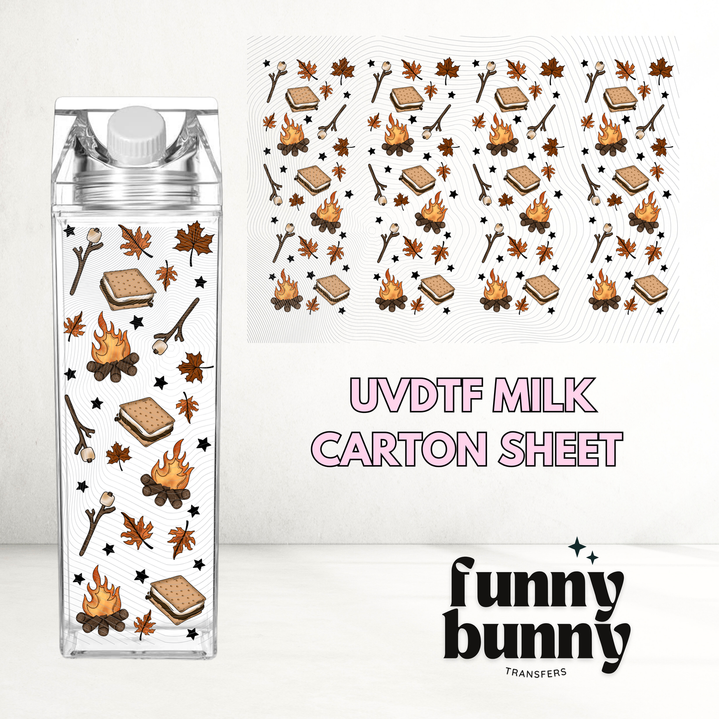 Campfire Smores - Milk Carton UVDTF Decals