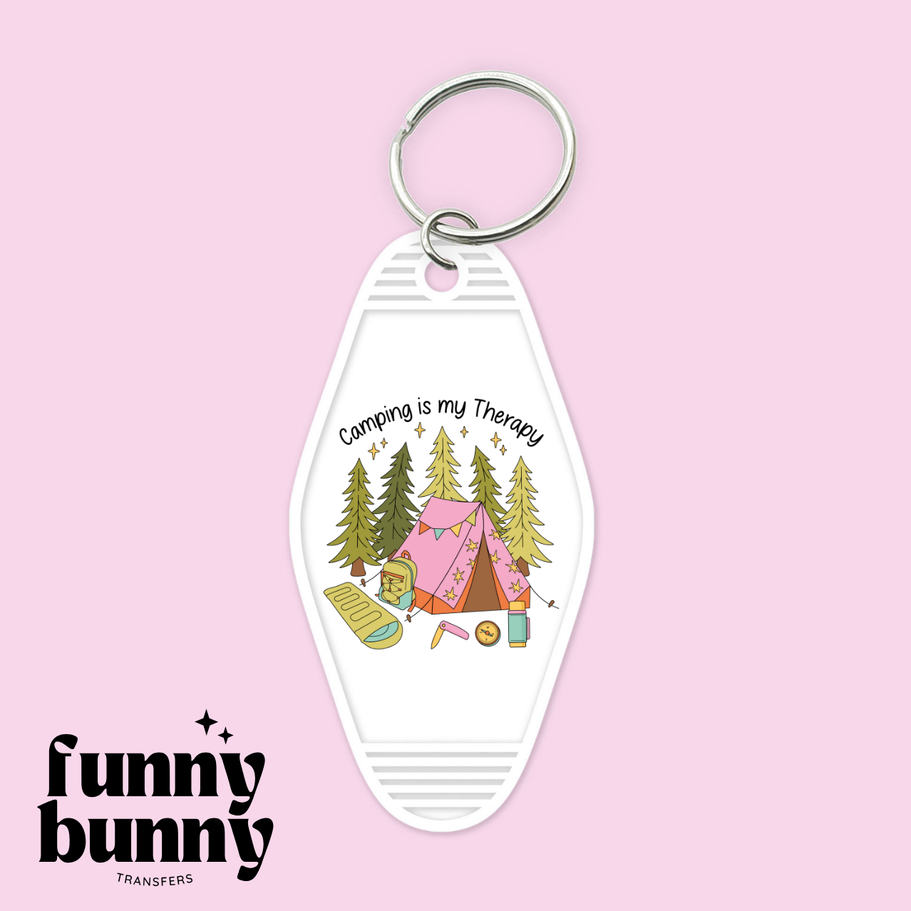 Camping Is My Therapy - Motel Keychain