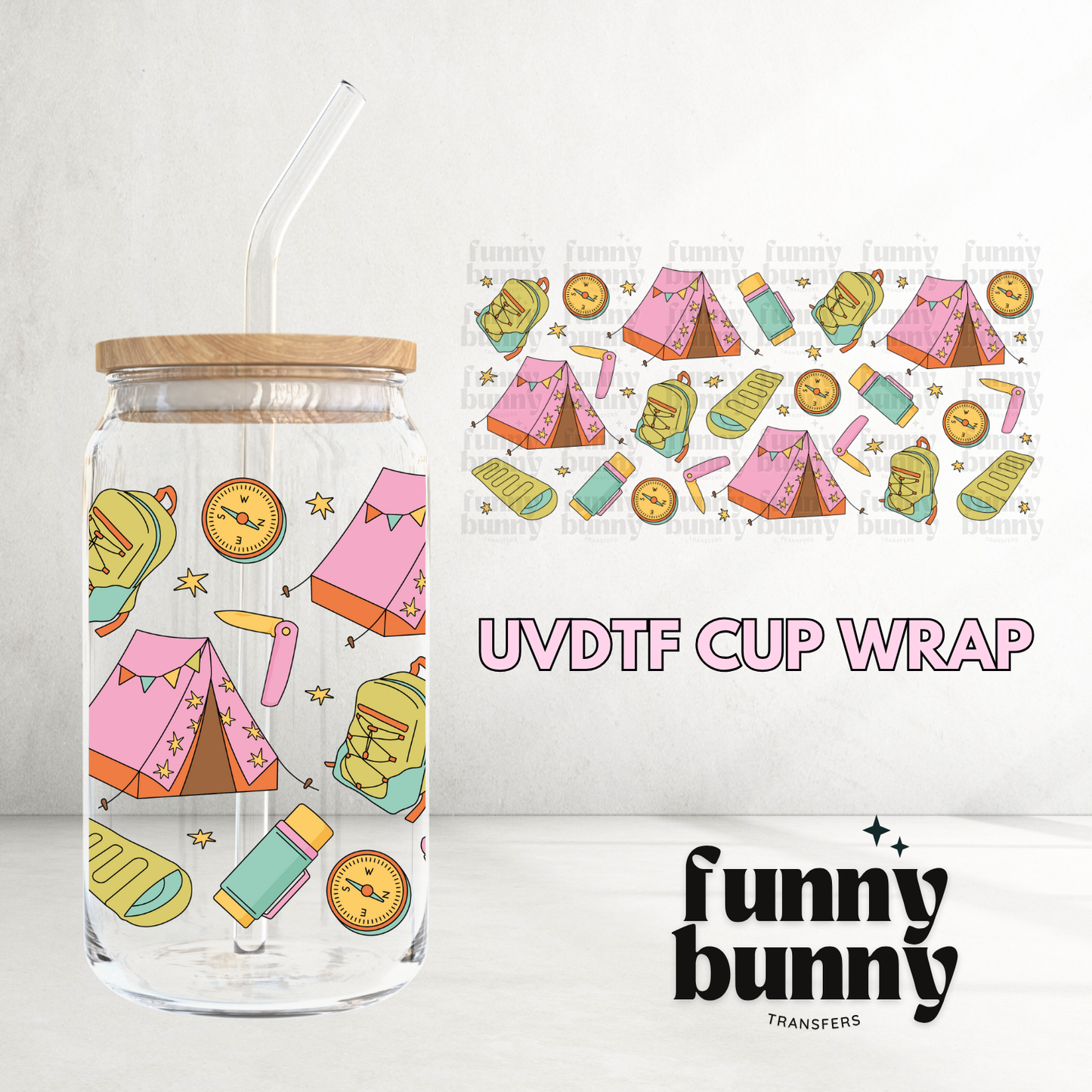 Camping Therapy - 16oz UVDTF Cup Wrap