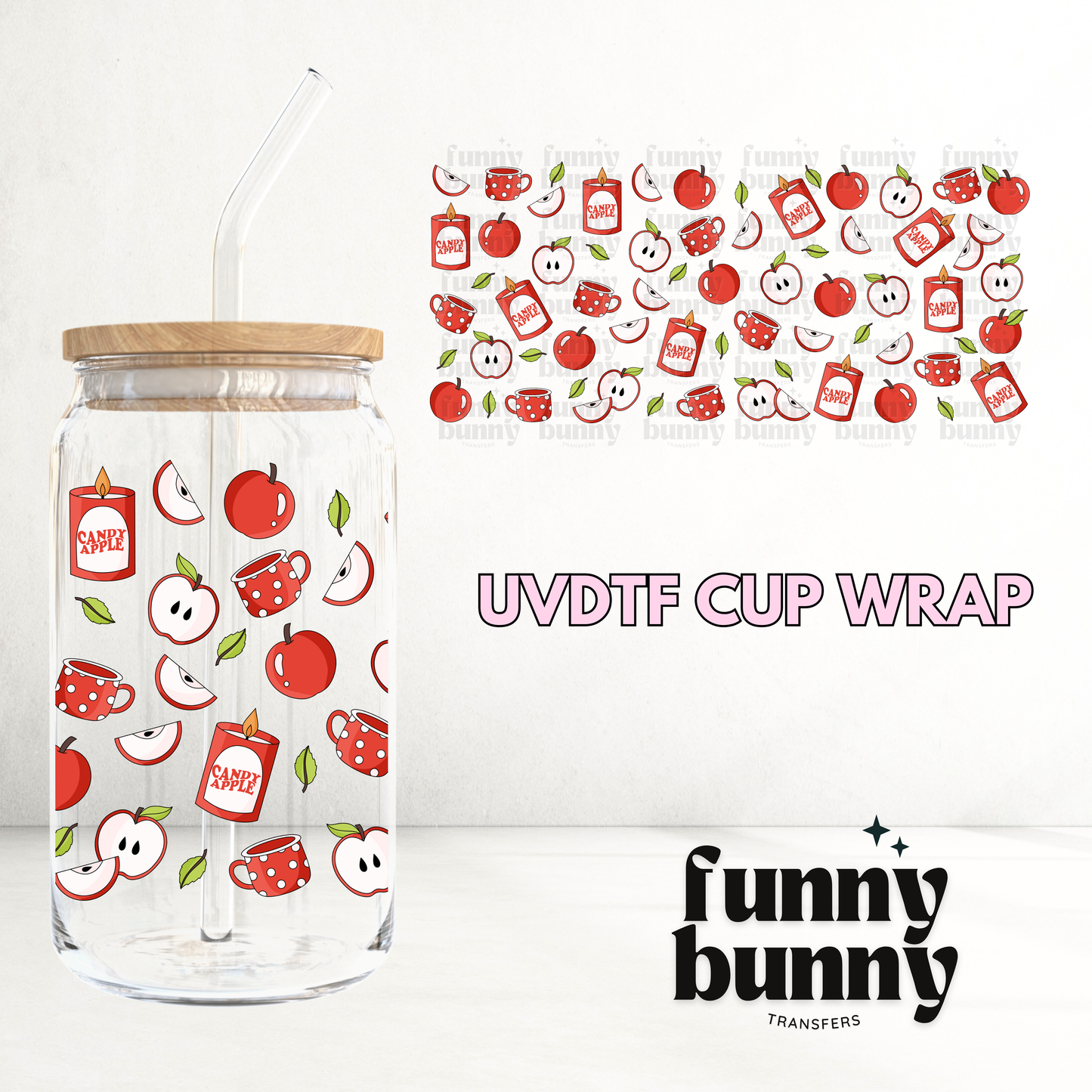 Candy Apple Candle - 16oz UVDTF Cup Wrap