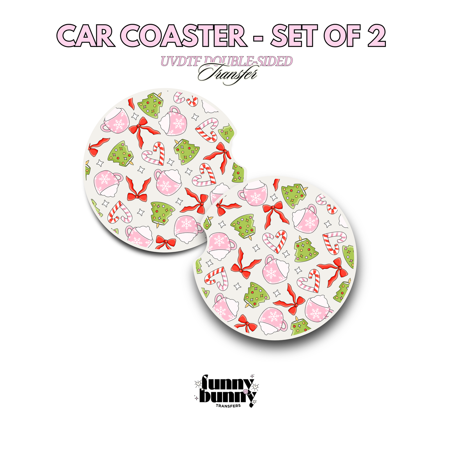 Candy Cane Hearts - UVDTF Coaster