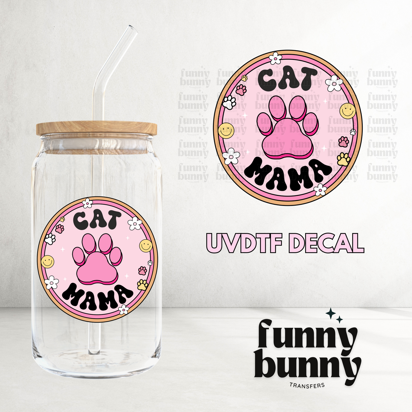 Cat Pink Paw Mama - UVDTF Decal