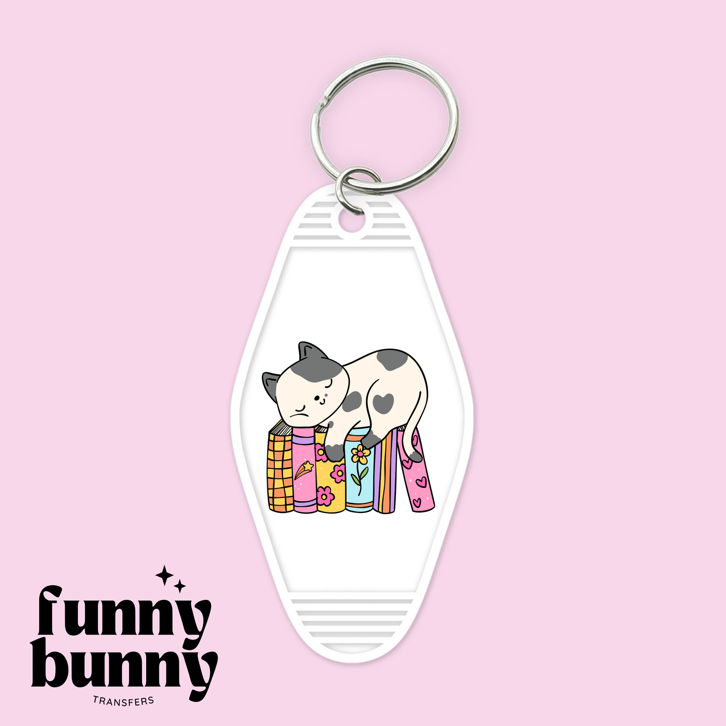 Cat & Books - Motel Keychain