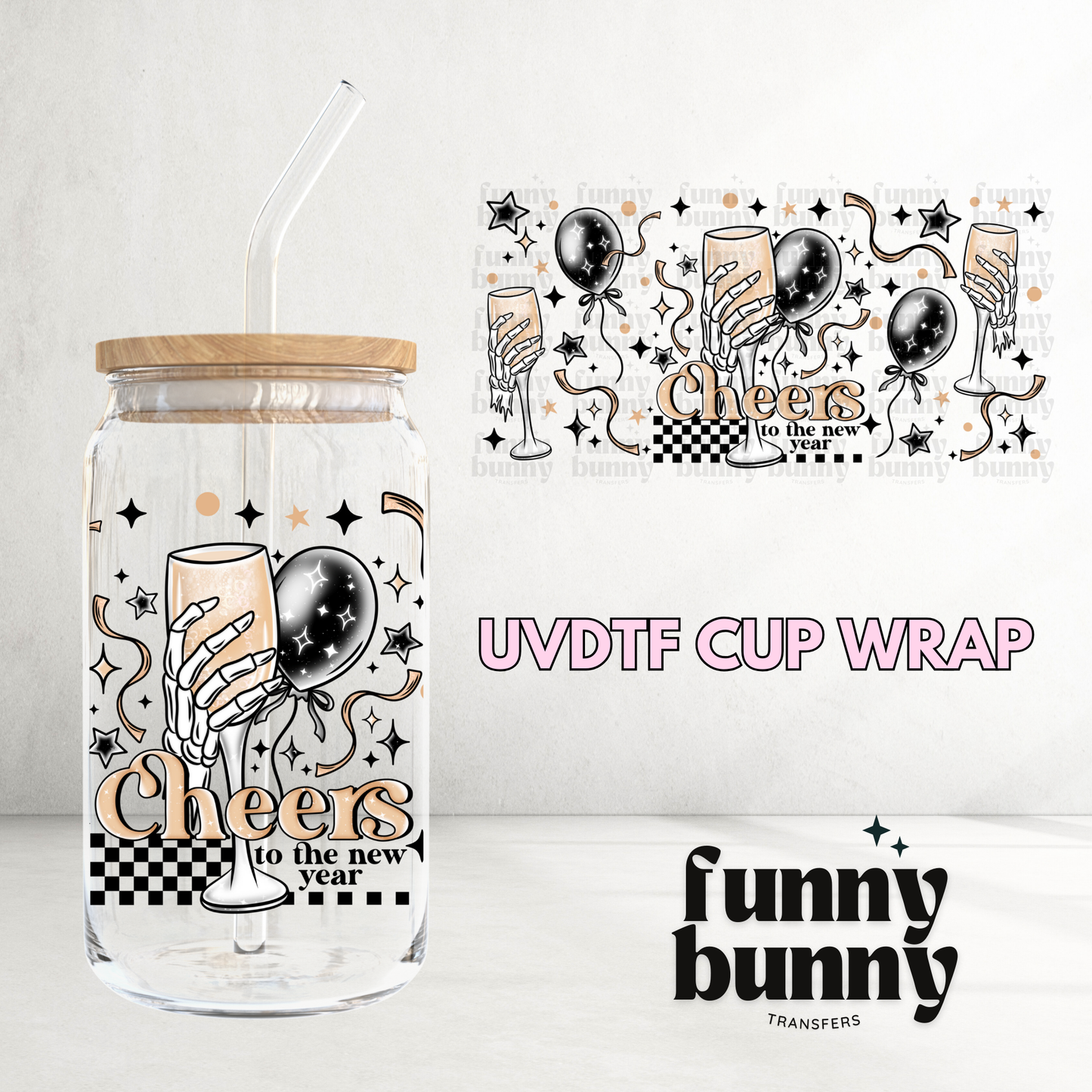 Cheers To A New Year - 16oz UVDTF Cup Wrap