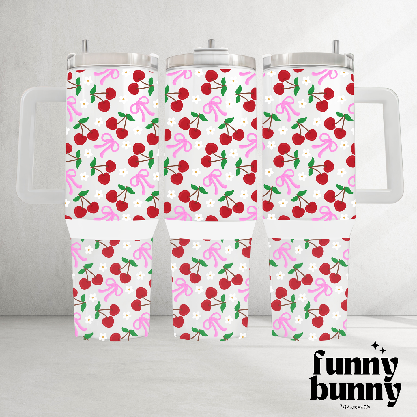 Cherry Pink Bows - 40oz UVDTF Tumbler Wrap