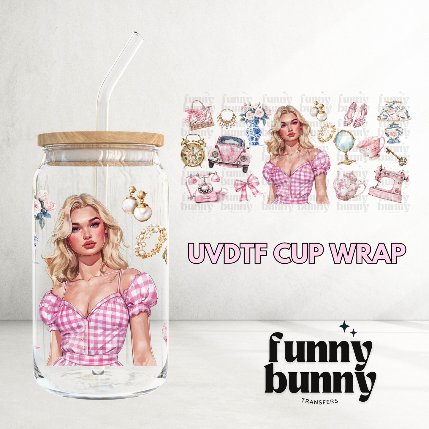 Chinoiserie Floral Blush - 16oz UVDTF Cup Wrap