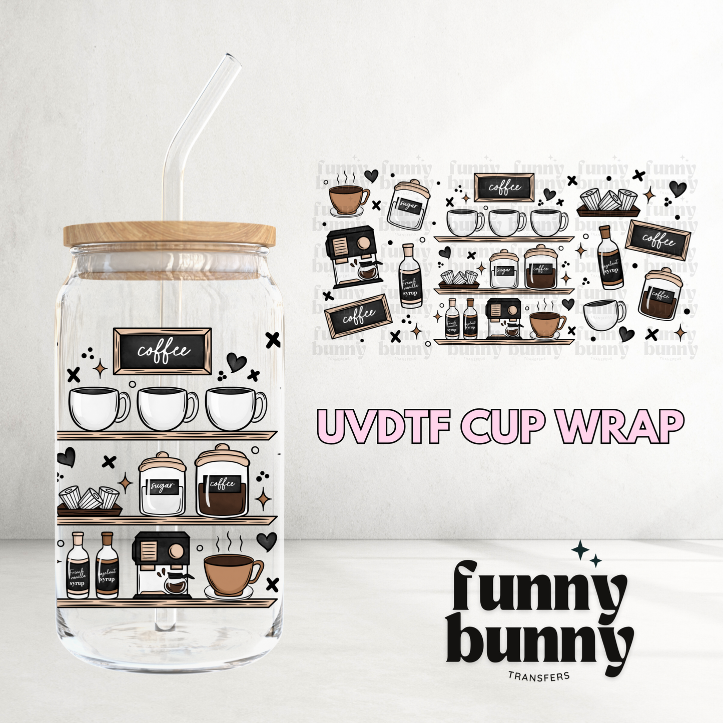 Coffee Bar - 16oz UVDTF Cup Wrap