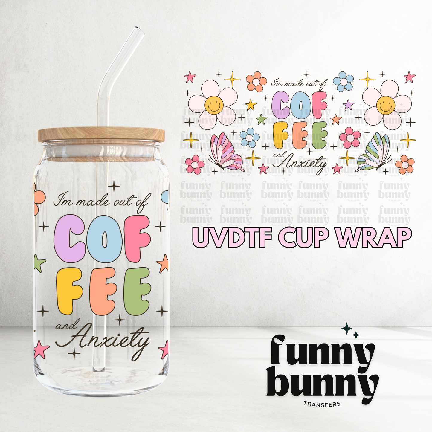Coffee & Anxiety - 16oz UVDTF Cup Wrap