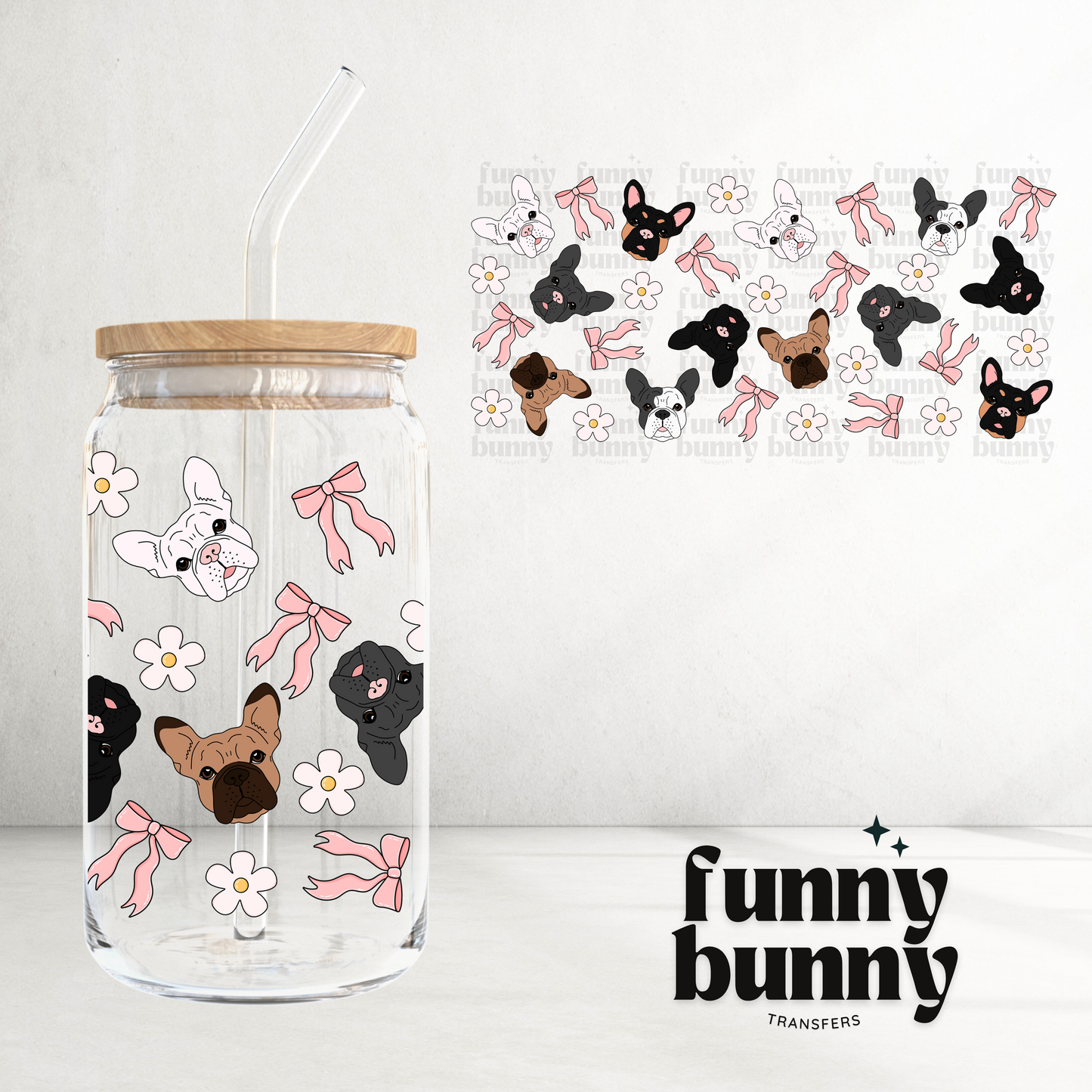 Coquette Frenchies - 16oz UVDTF Cup Wrap