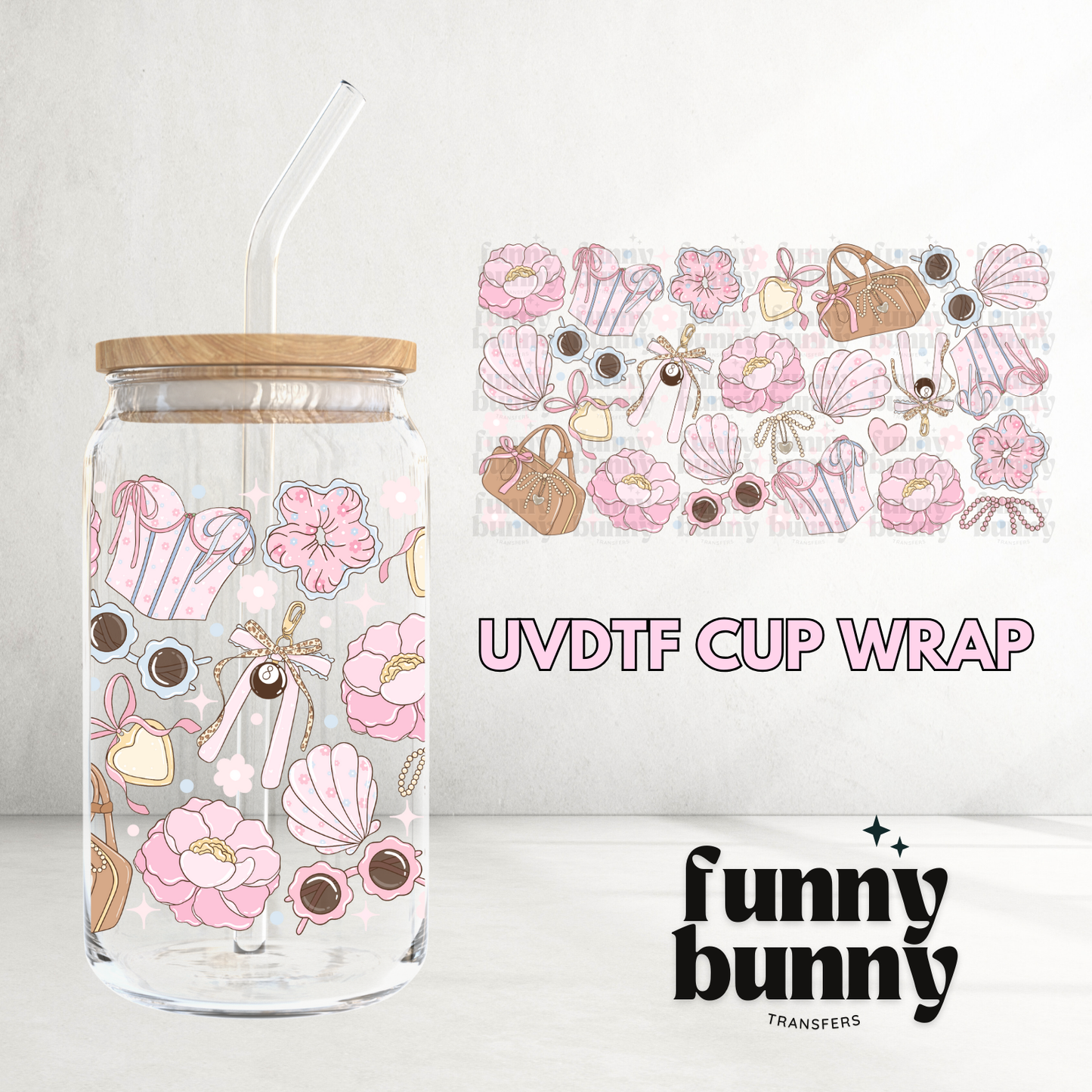 Coquette Girly Essentials - 16oz UVDTF Cup Wrap