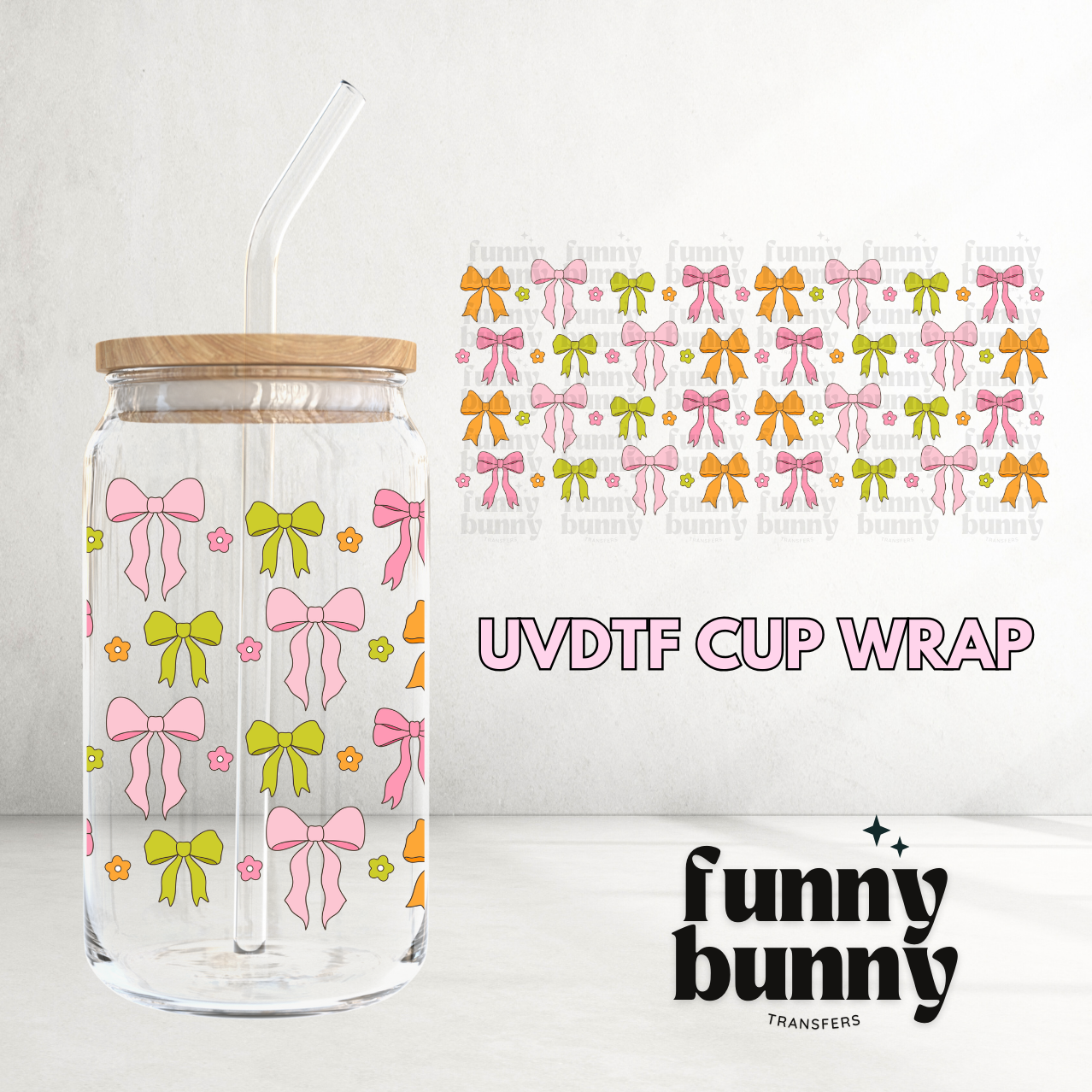 Coquette Spring Bows - 16oz UVDTF Cup Wrap