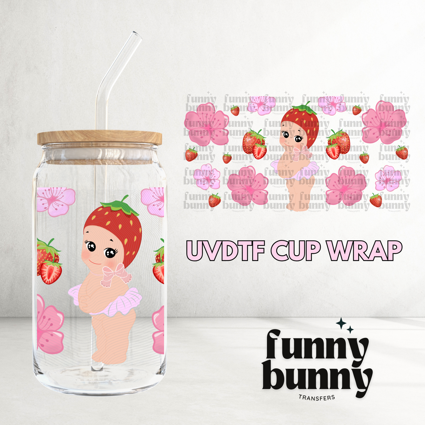 Coquette Strawberry Baby - 16oz UVDTF Cup Wrap