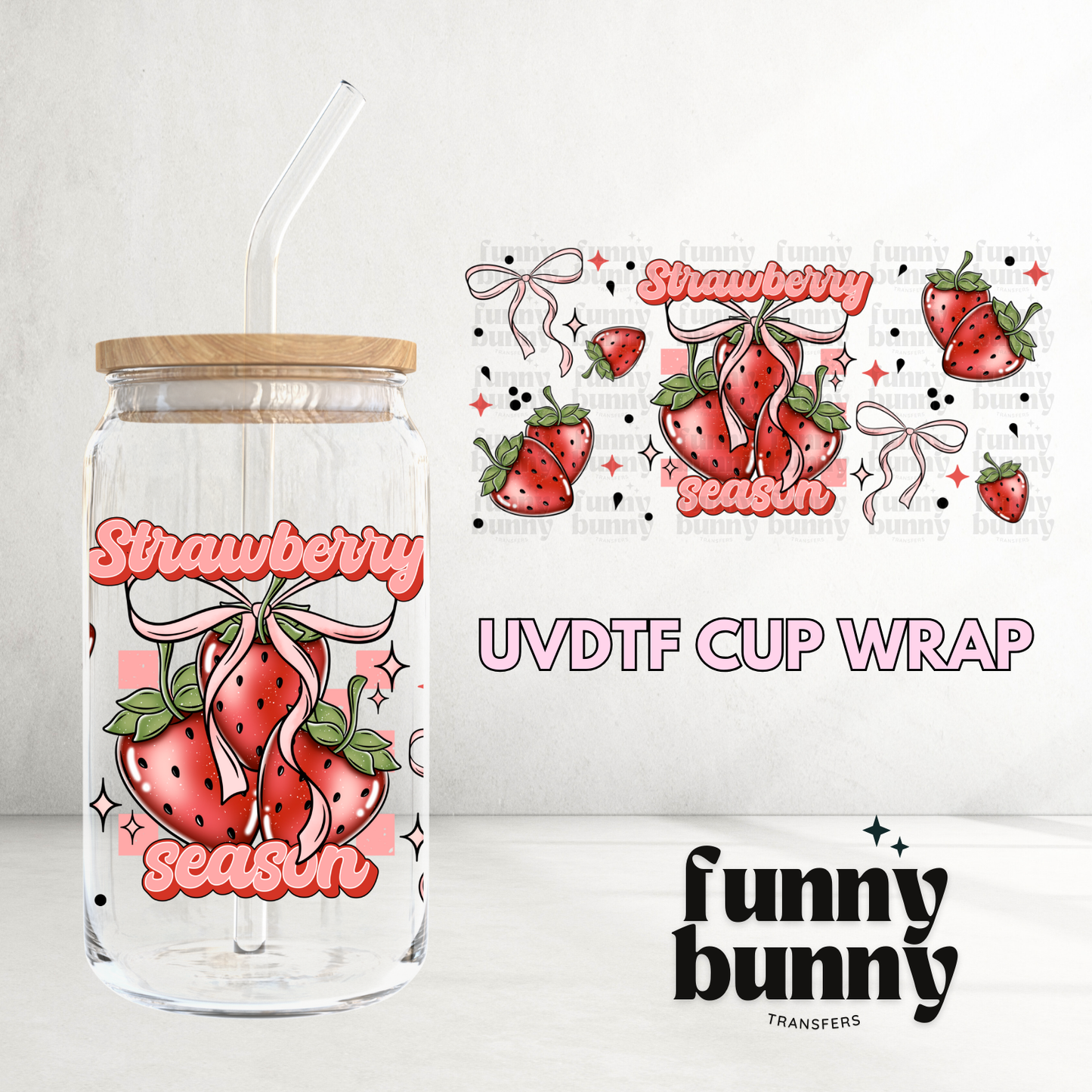 Coquette Strawberry Season - 16oz UVDTF Cup Wrap