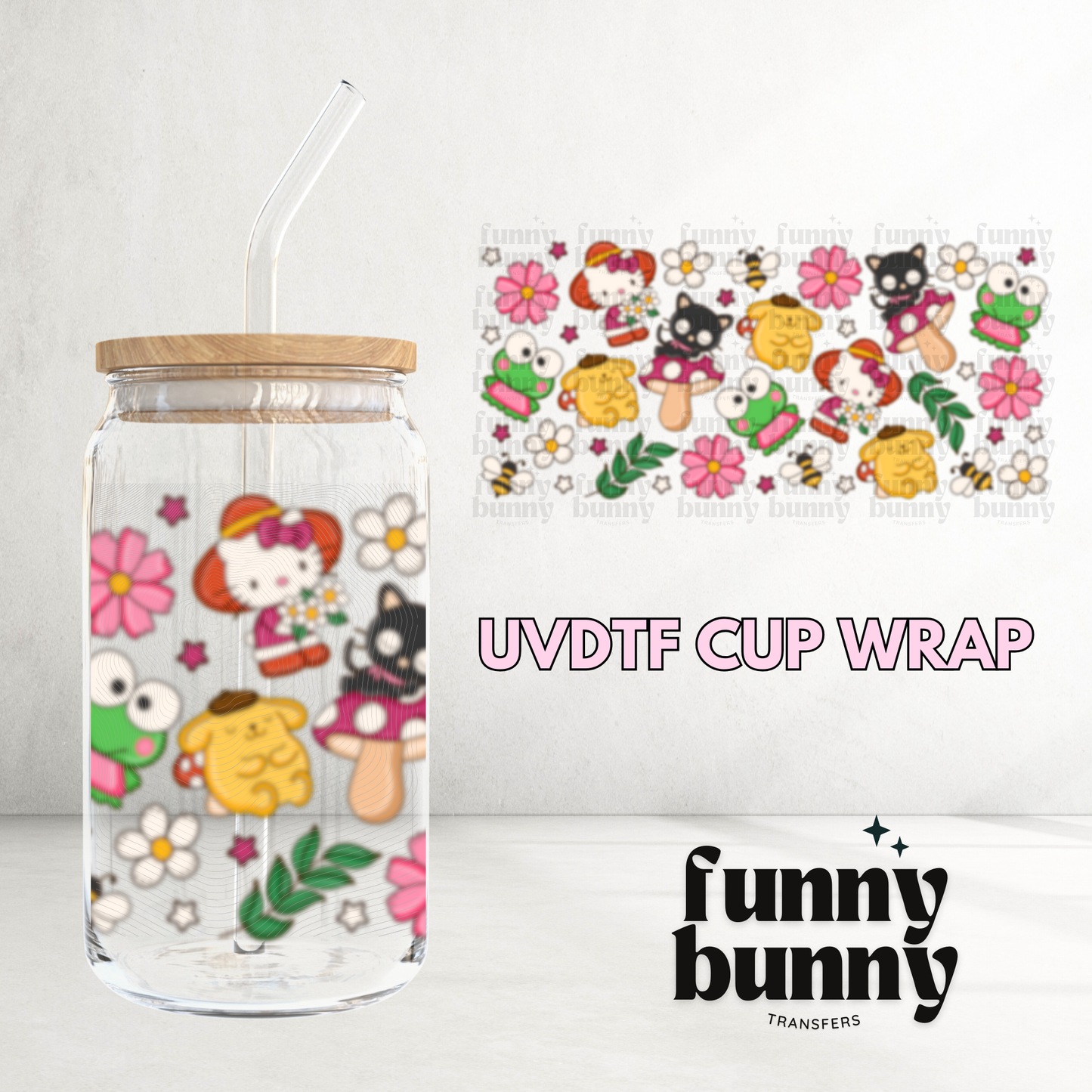 Cottage Friends - 16oz UVDTF Cup Wrap