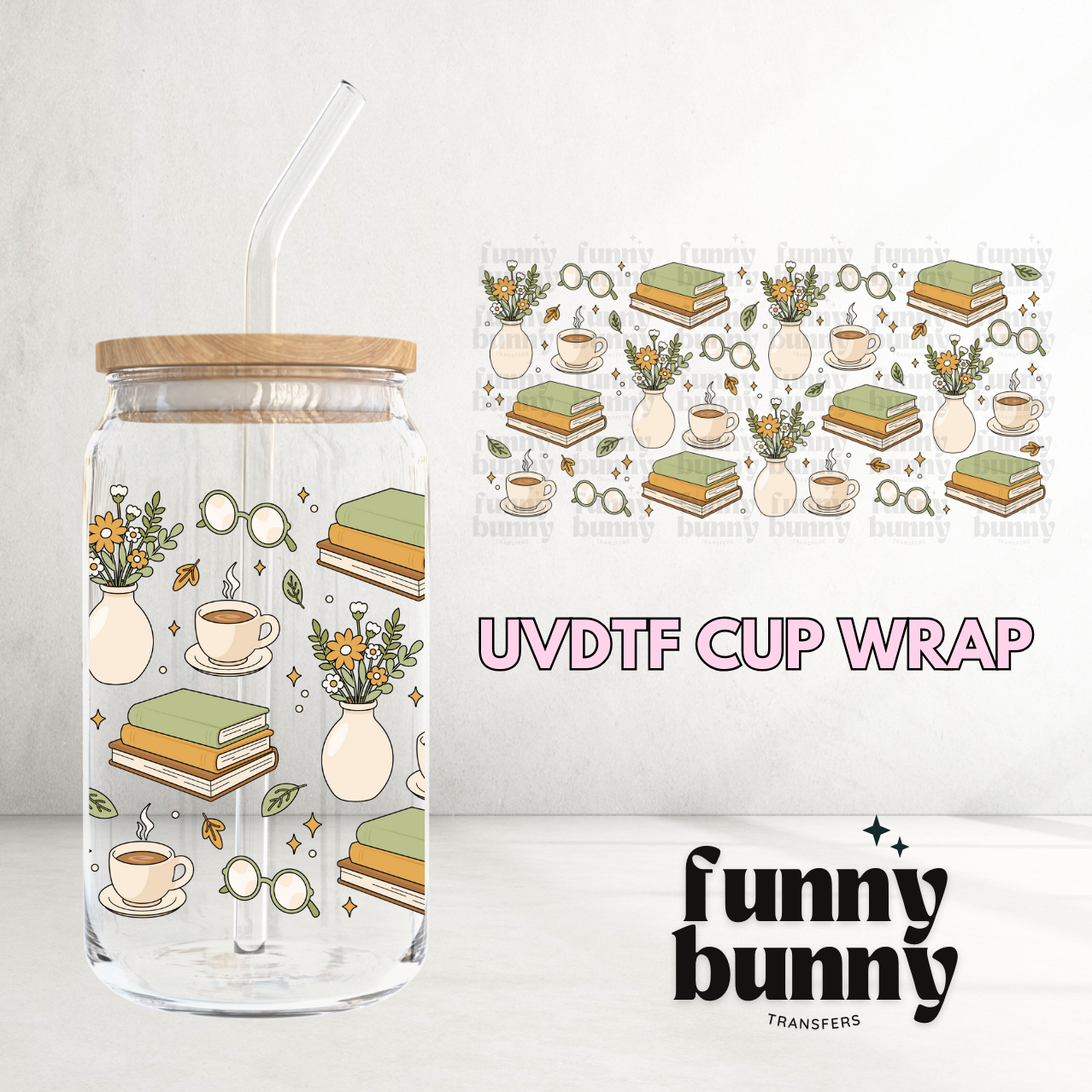 Cottage Reads 2.0 - 16oz UVDTF Cup Wrap