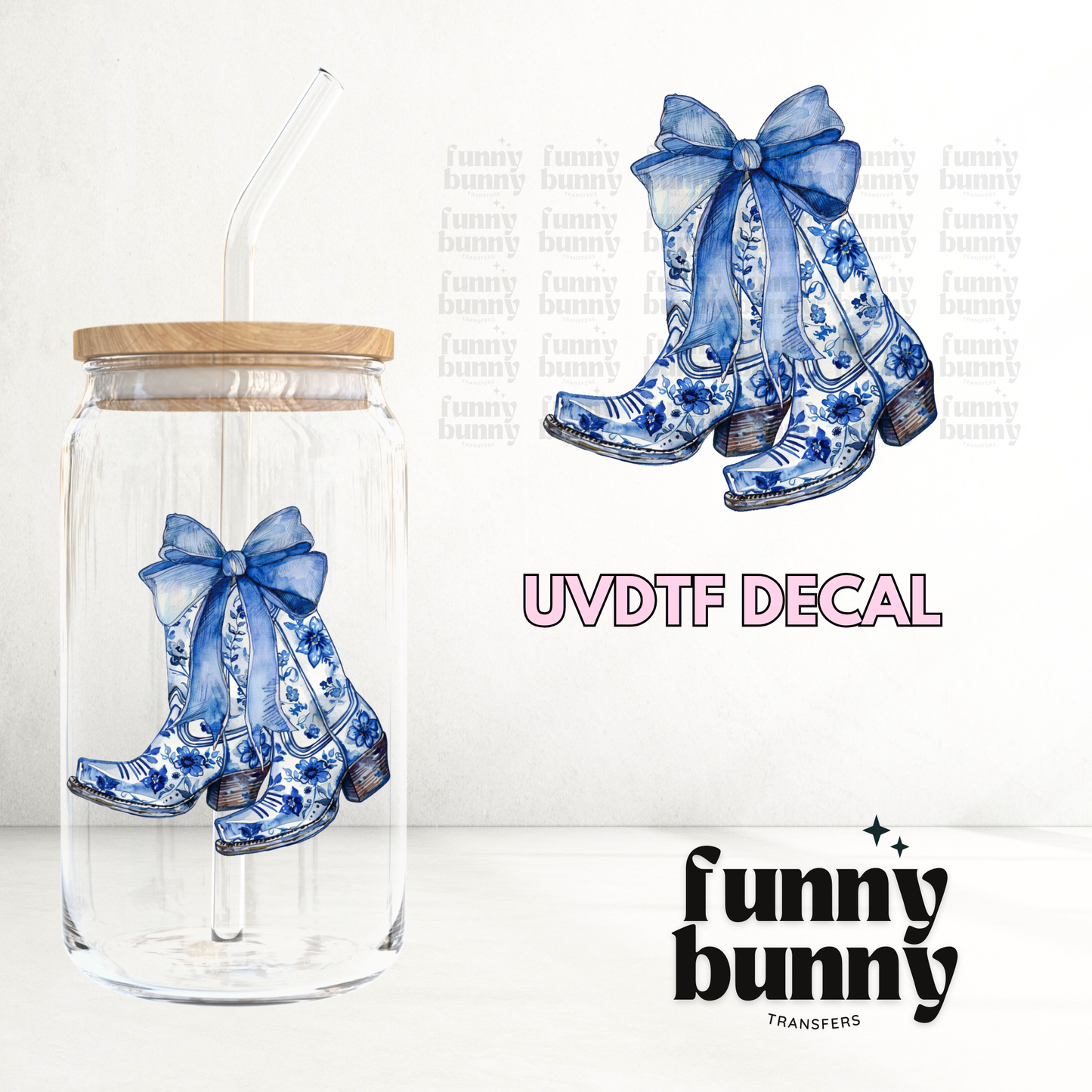 Cowgirl Chinoiserie Boots - UVDTF Decal