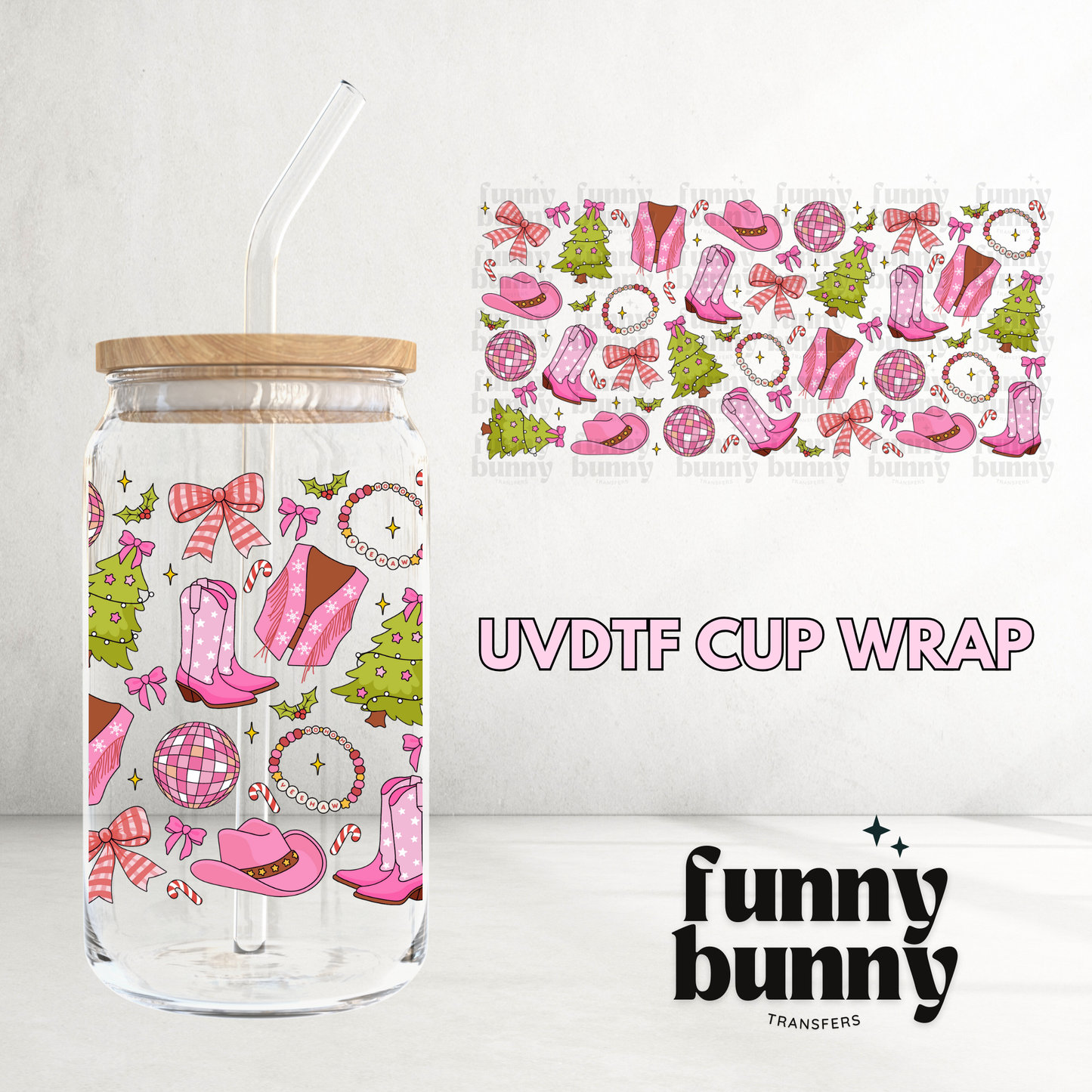 Christmas Cowgirl - 16oz UVDTF Cup Wrap