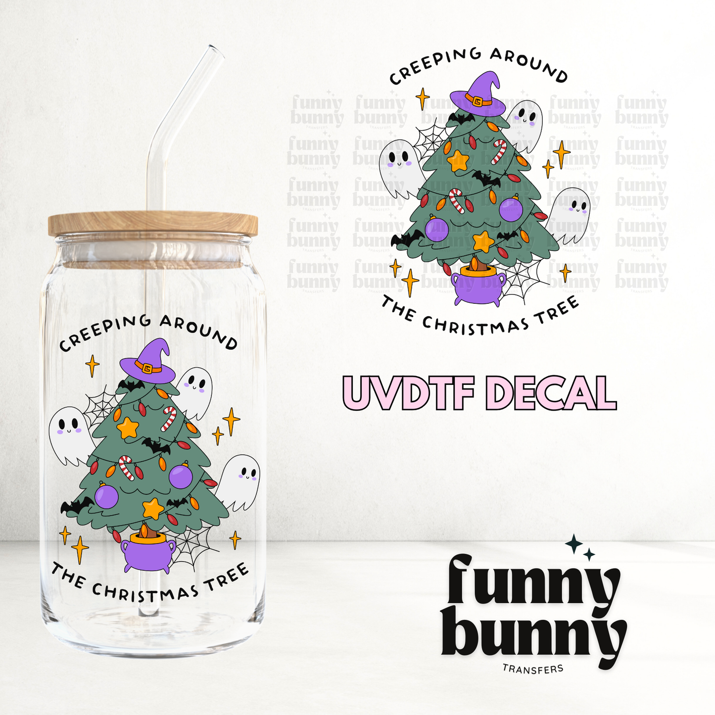 Creeping Around Christmas Tree Boos - UVDTF Decal