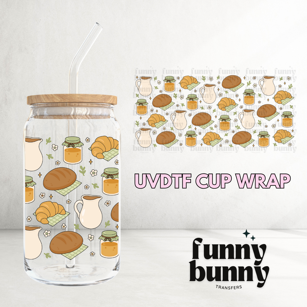 Croissants & Coffee - 16oz UVDTF Cup Wrap