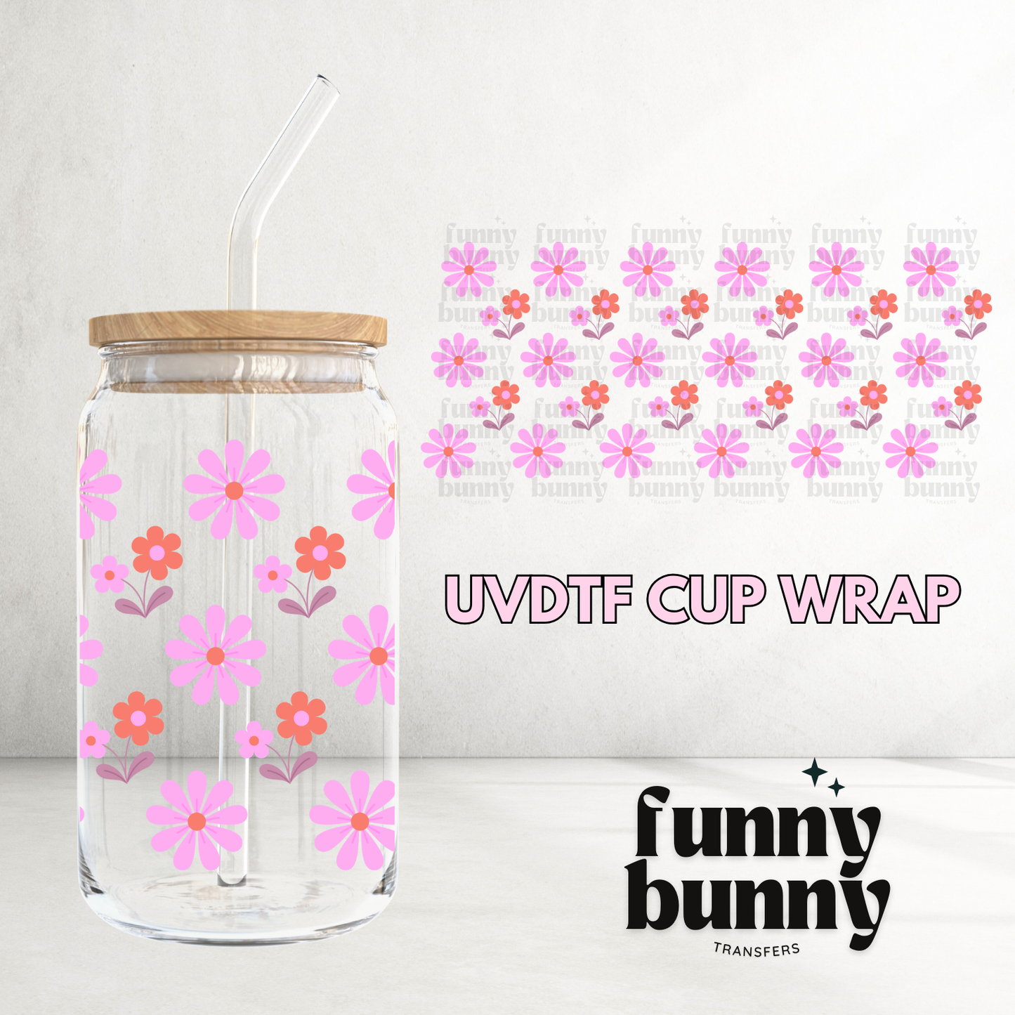 Daisy Floral Cuties - 16oz UVDTF Cup Wrap