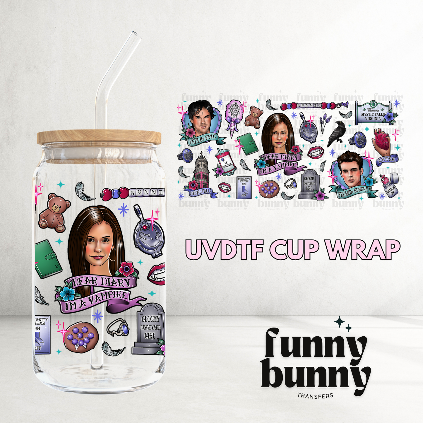 Dear Diary Im A Vampire - 16oz UVDTF Cup Wrap