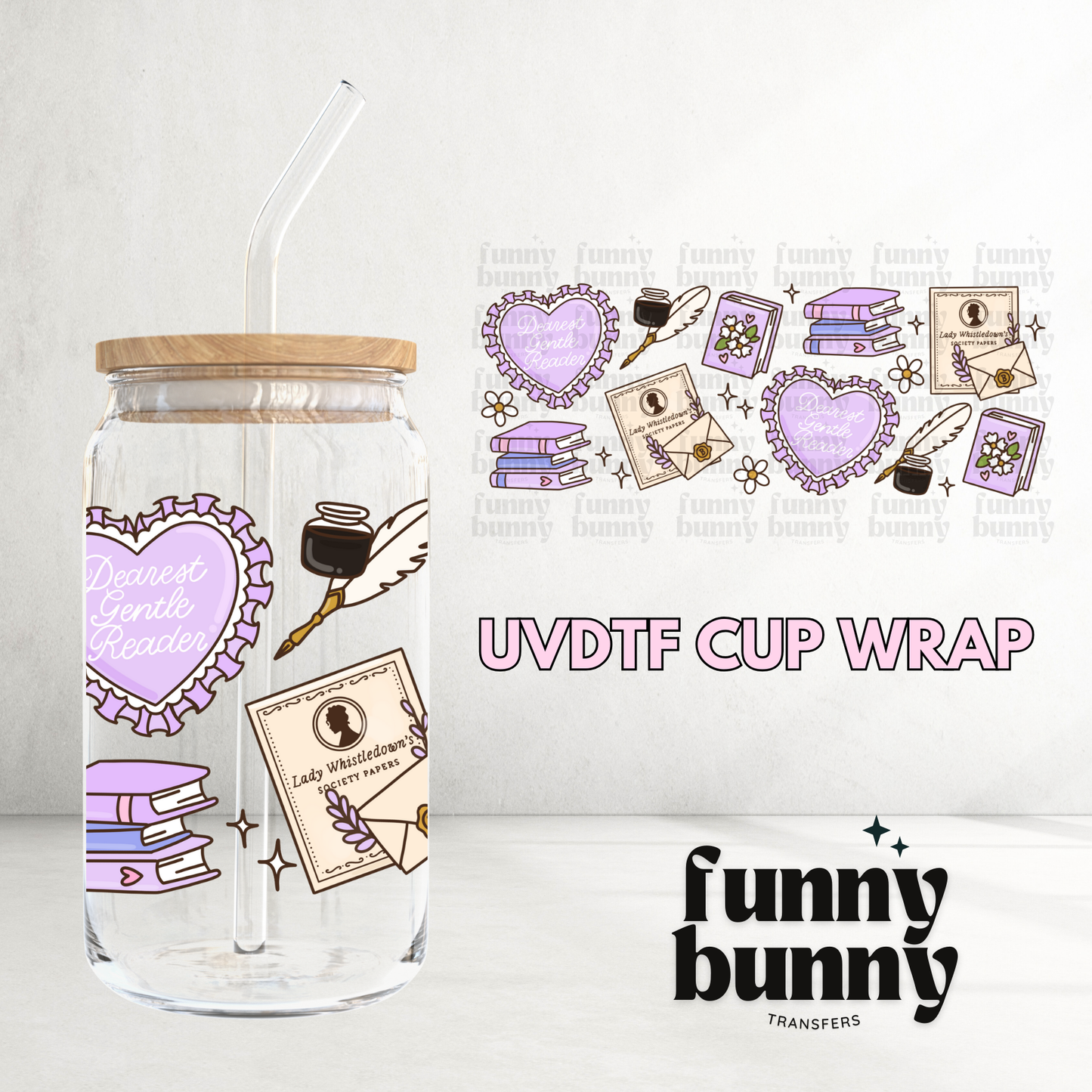 Dearest Gentle Reader - 16oz UVDTF Cup Wrap