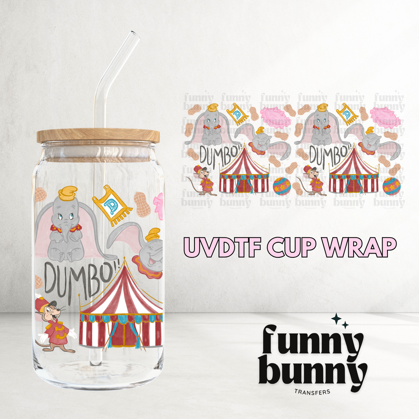 Elephant Circus - 16oz UVDTF Cup Wrap