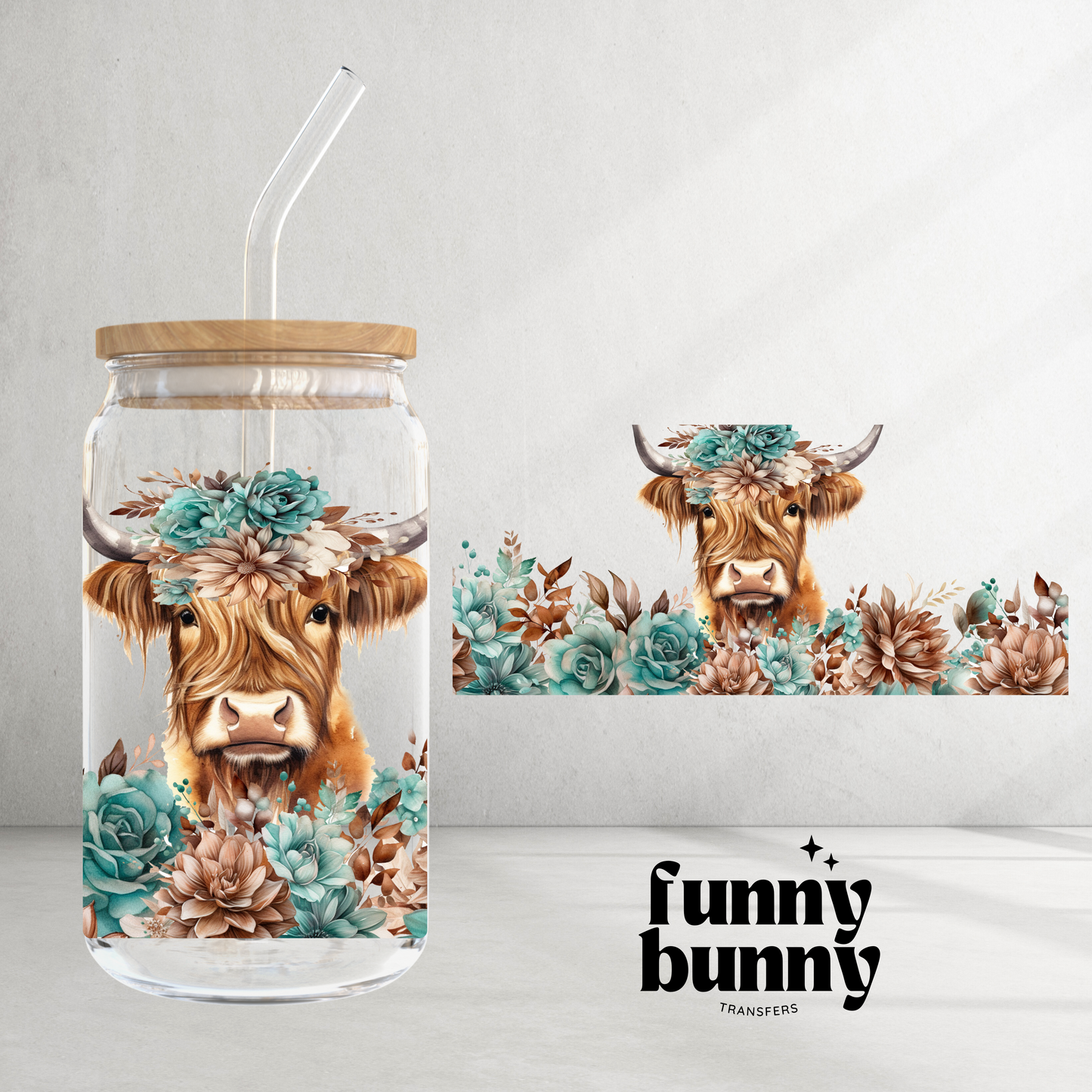 Fall Highland Cow - 16oz UVDTF Cup Wrap